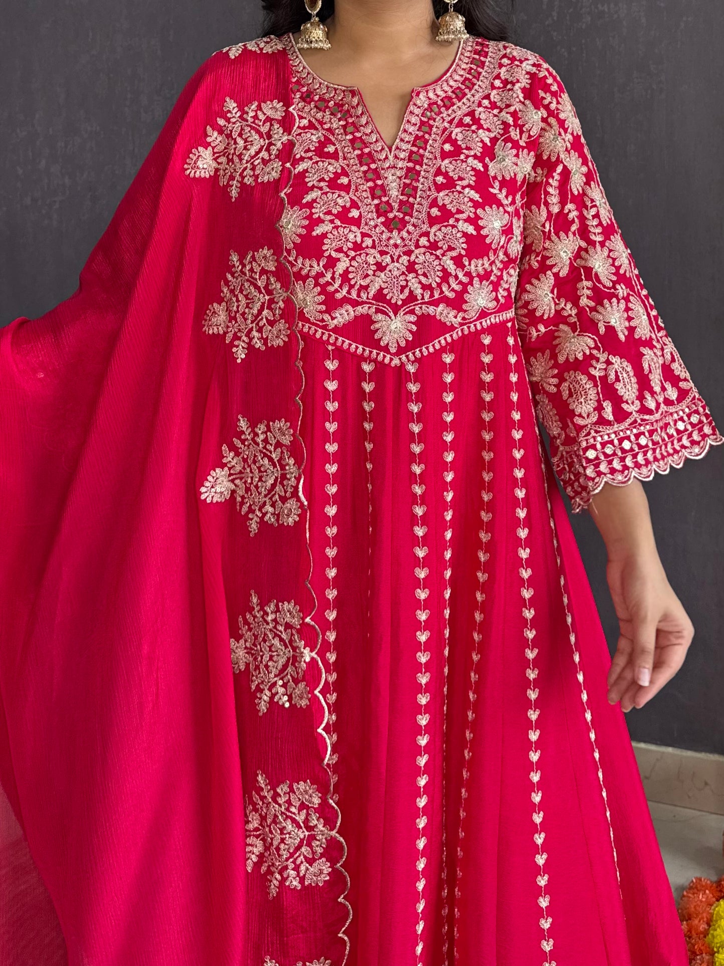 Kalidaar aari work Anarkali set