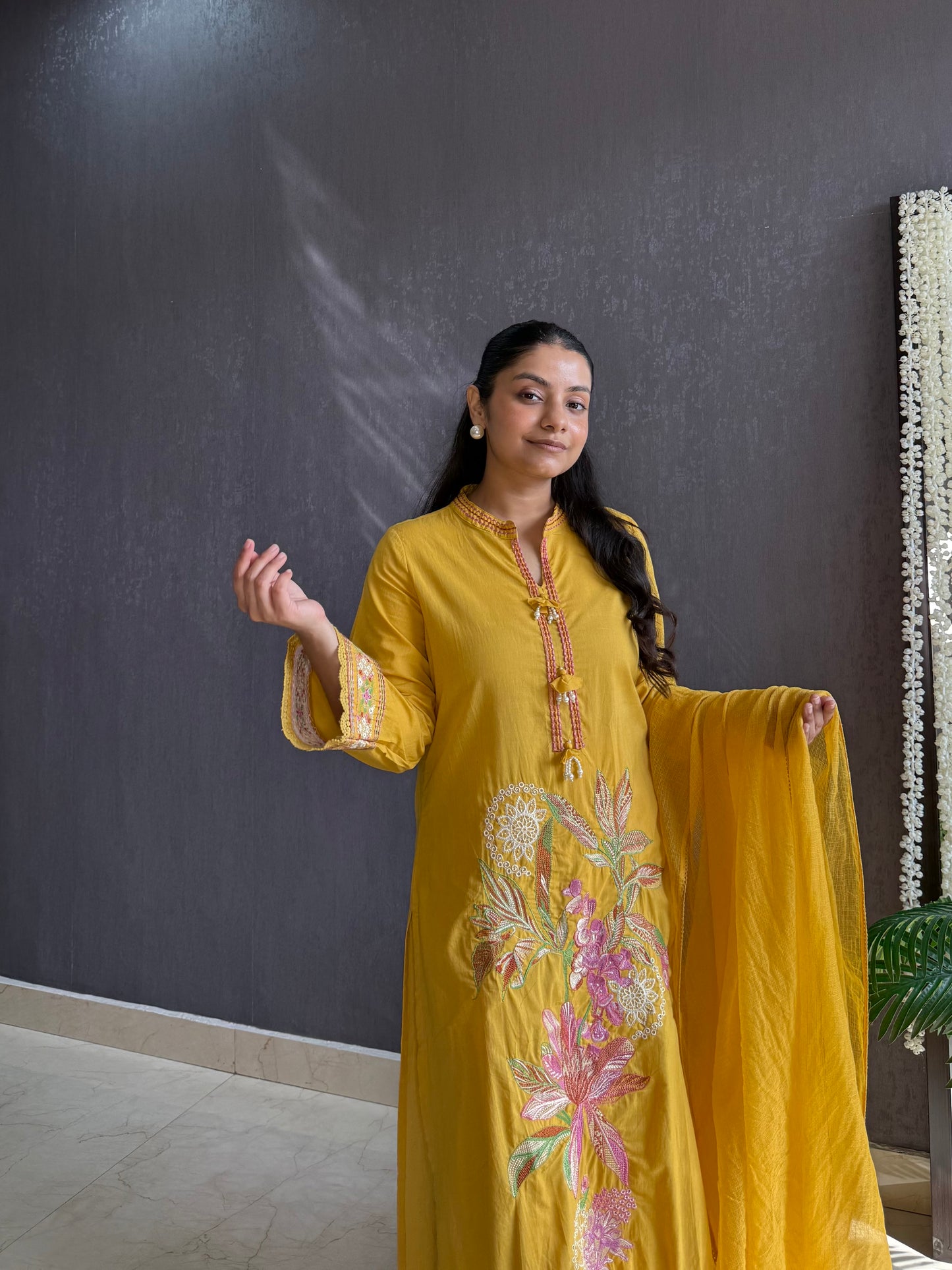 Mul cotton designer floral suit