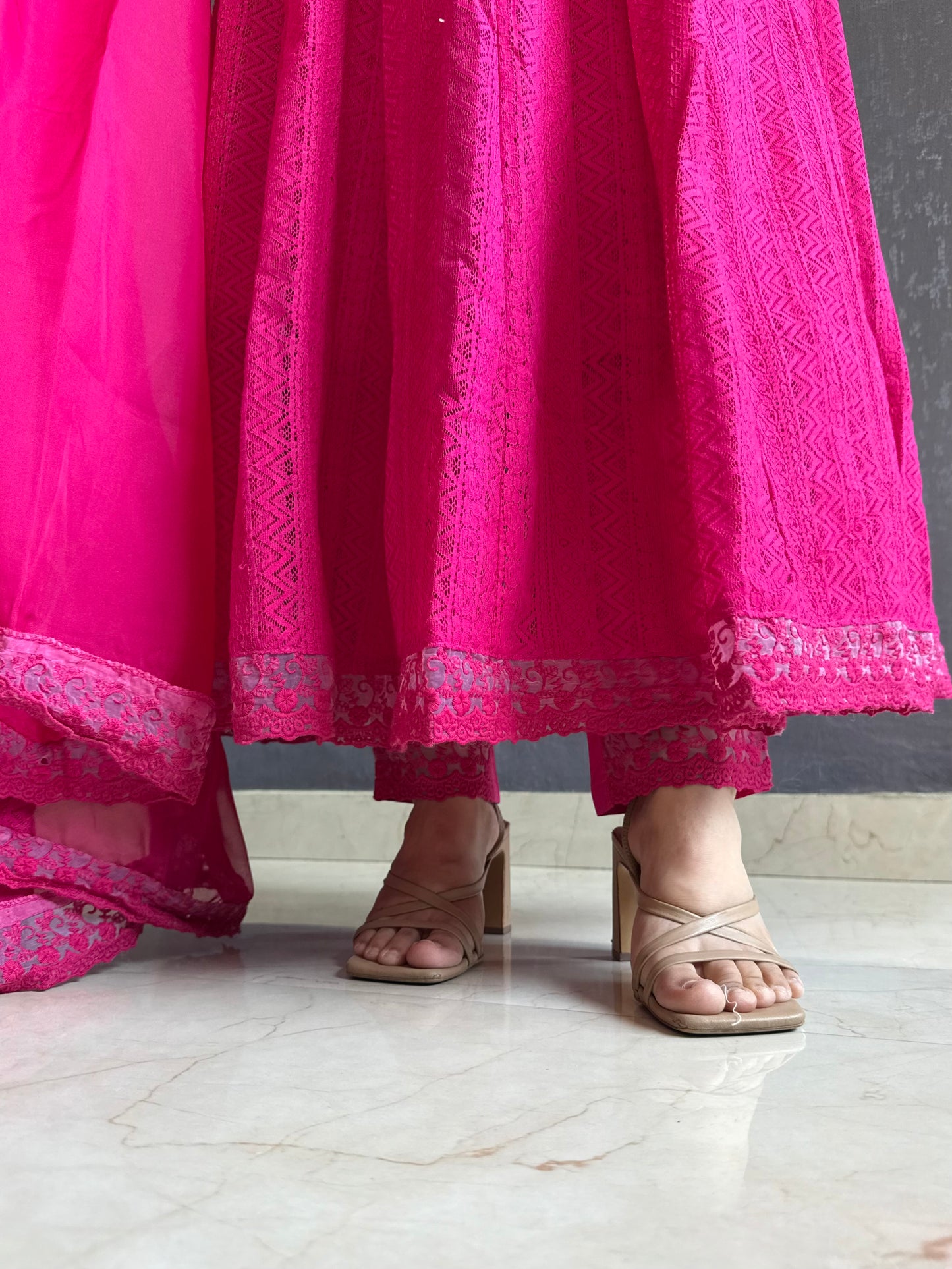 Pure cotton lace work Anarkali