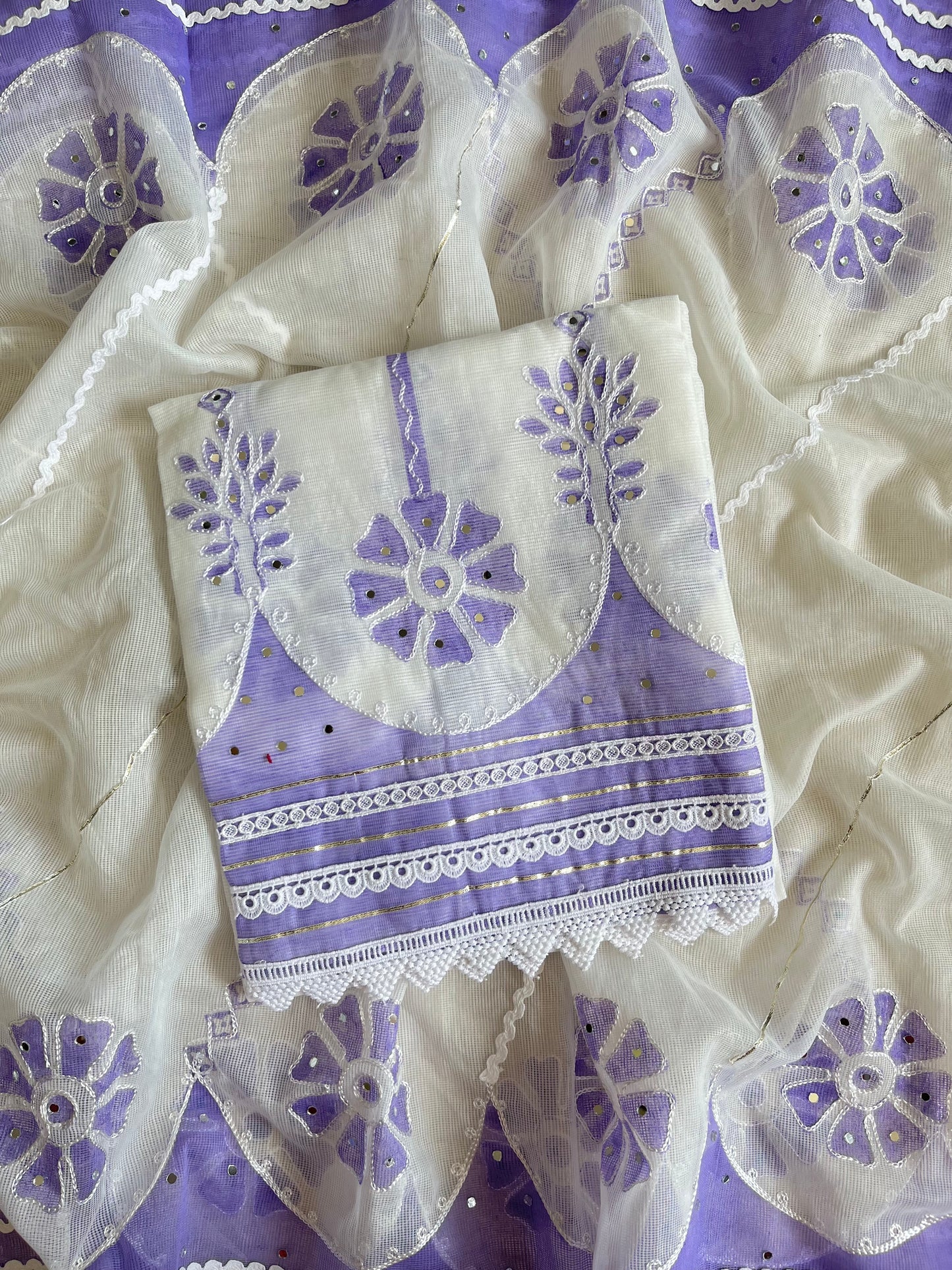 Kota doria aari work handpainted suits