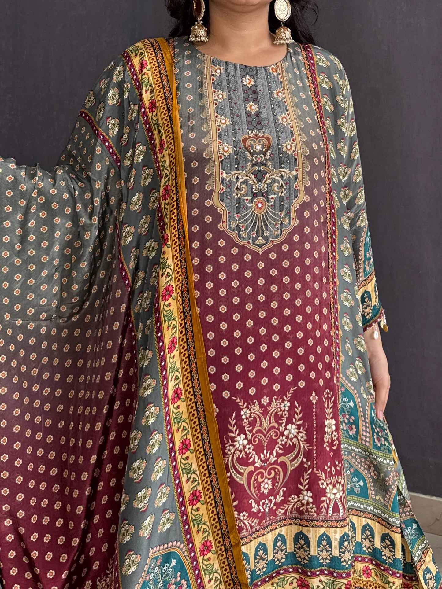 Digitally printed high low Suit