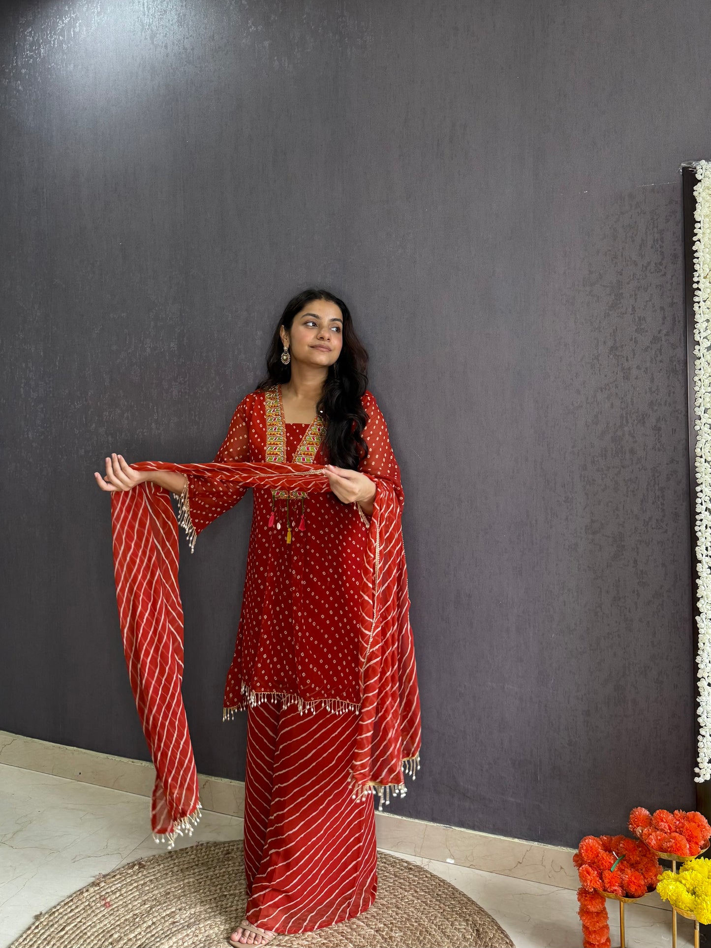 Handwork Bandhani Sharara suit