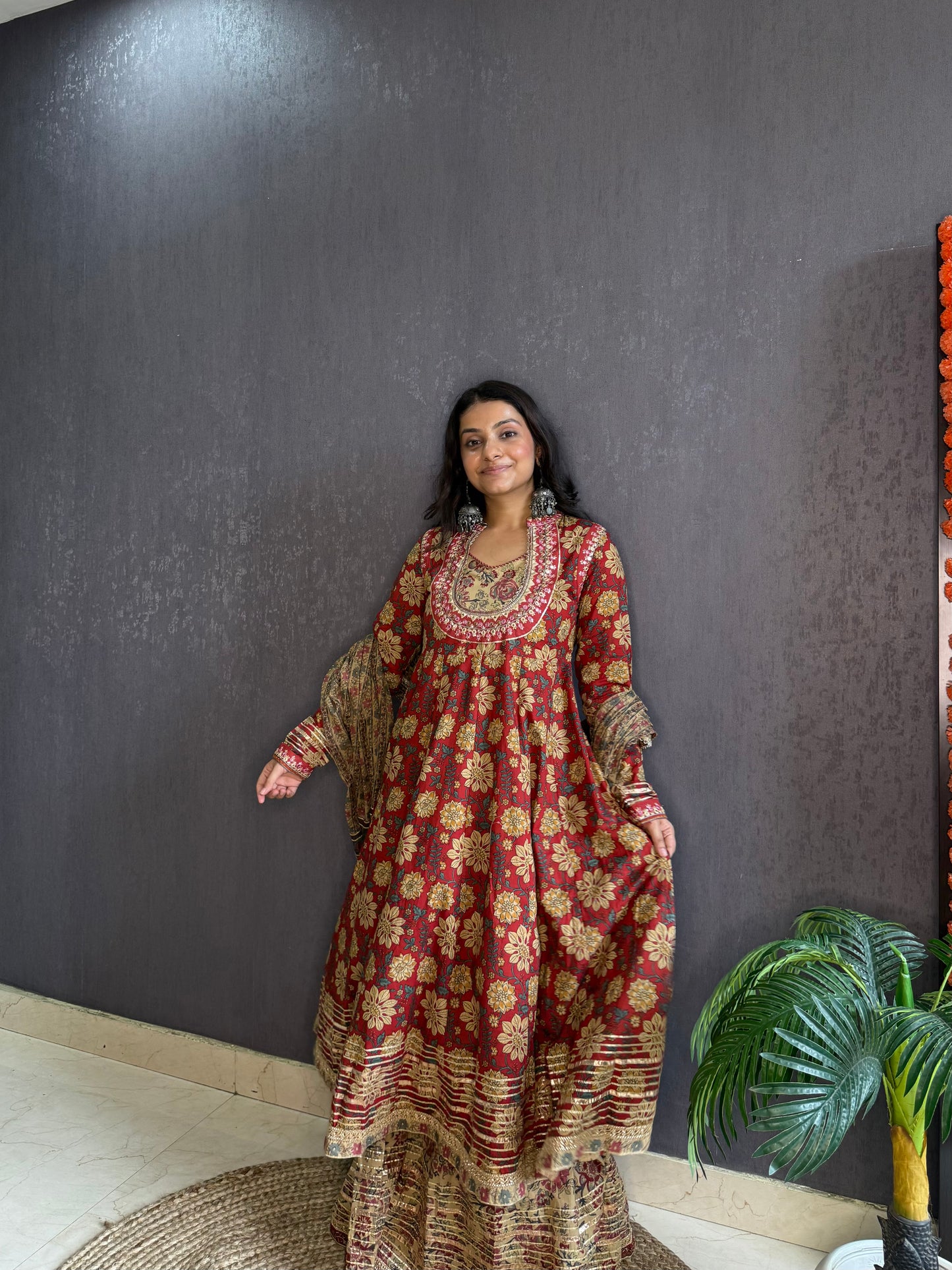 Pure cotton gota double Anarkali
