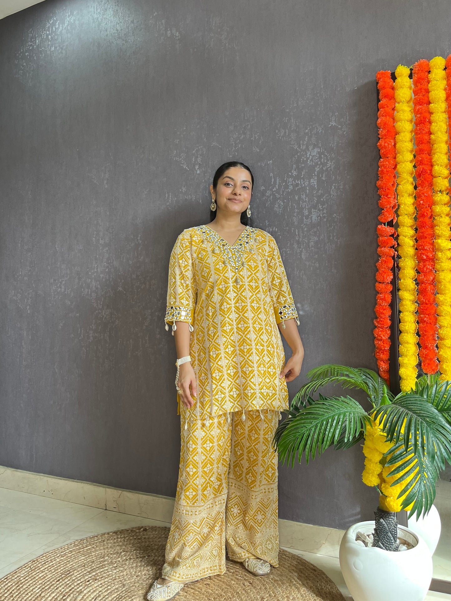 Lucknowi mirrorwork festive Coord set