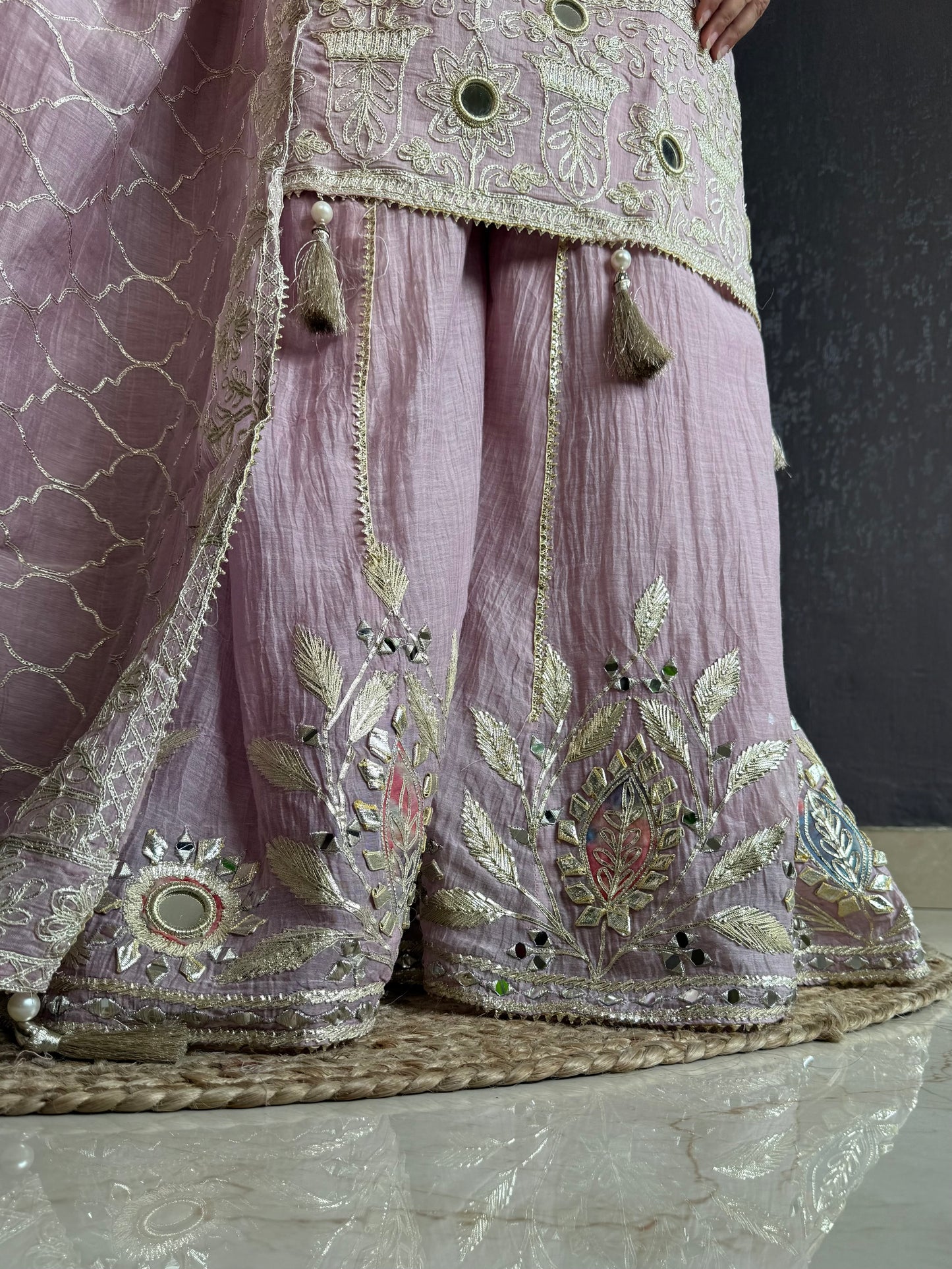 Luxurious mul cotton gotapatti sharara set
