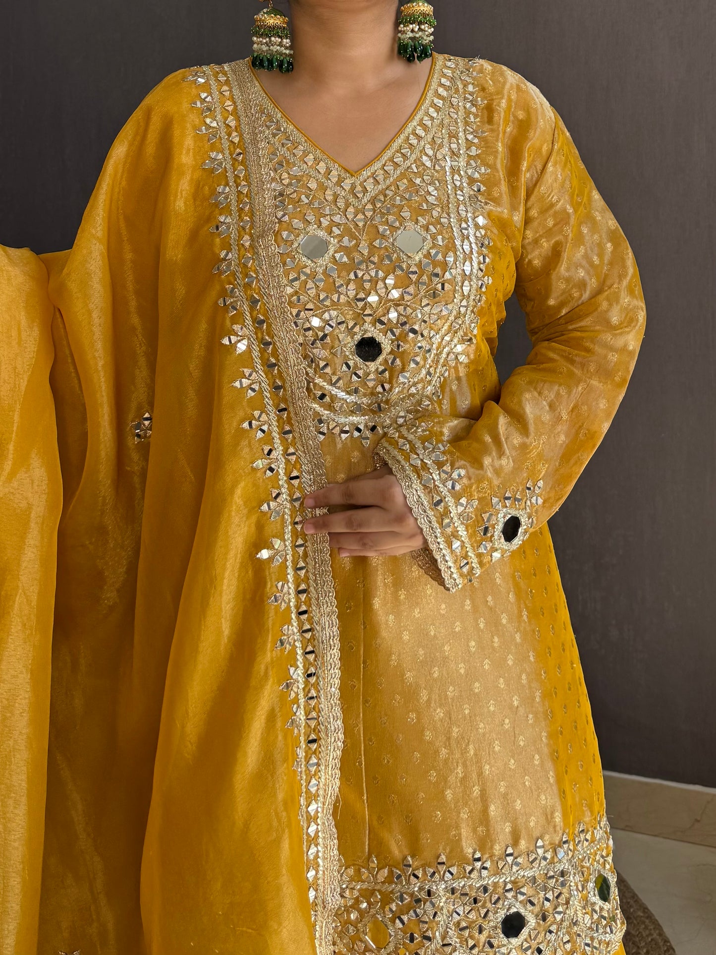Luxurious mirrorwork farshi salwar set