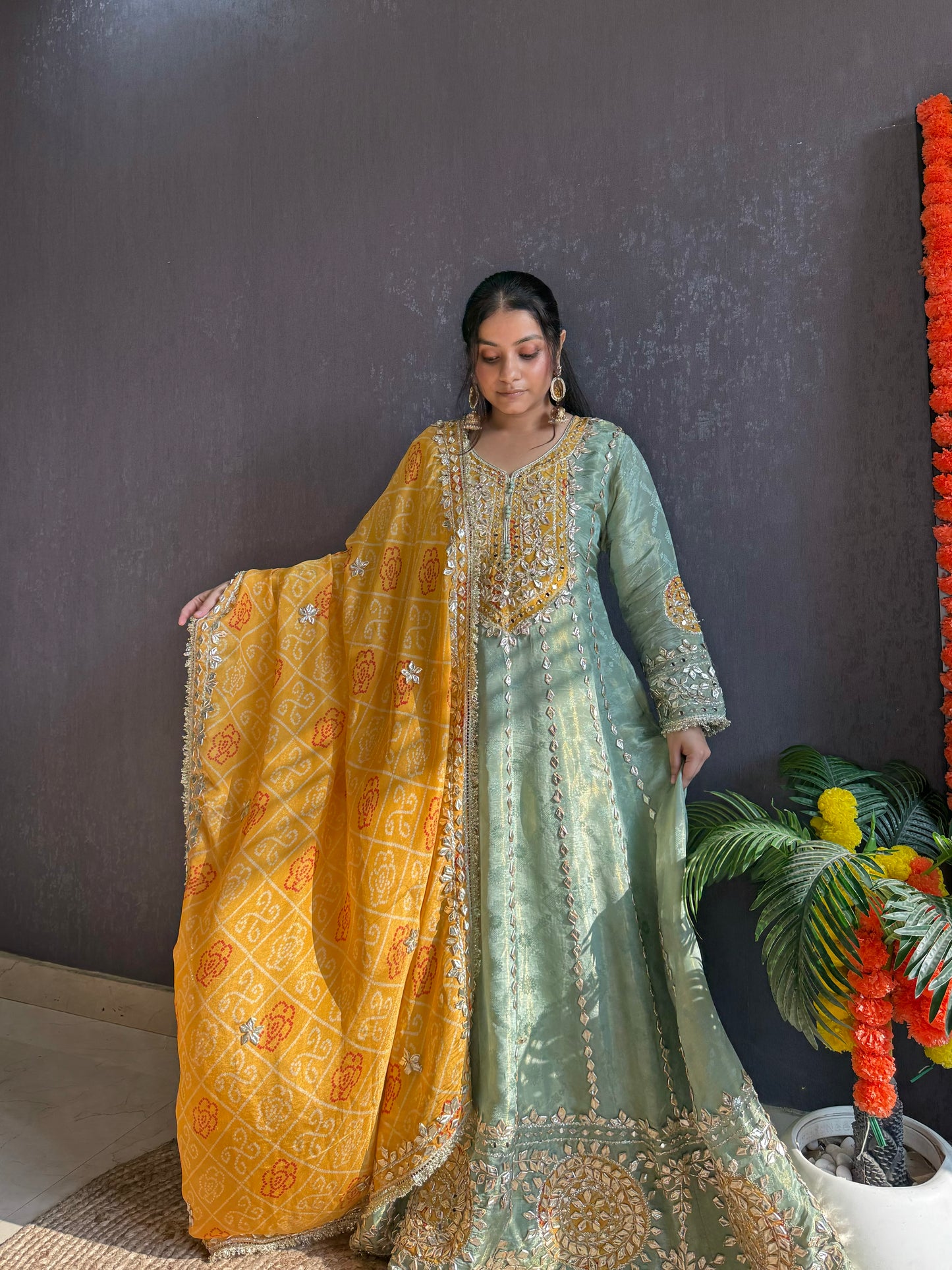 Luxurious Bandhani gotapatti anarkali set