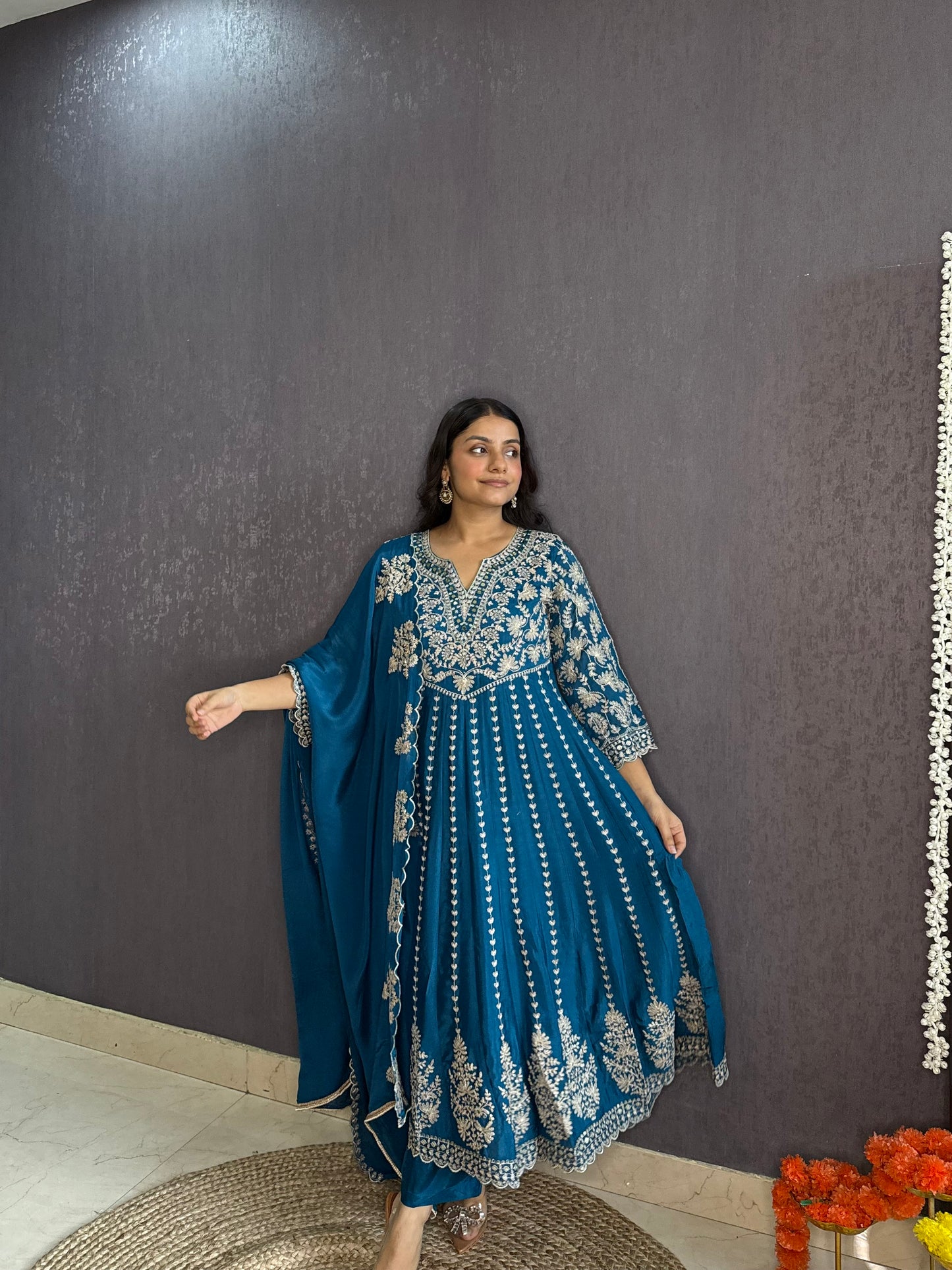 Kalidaar aari work Anarkali set
