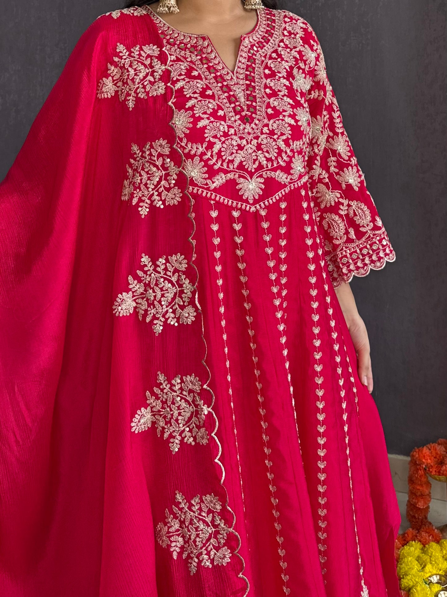 Kalidaar aari work Anarkali set