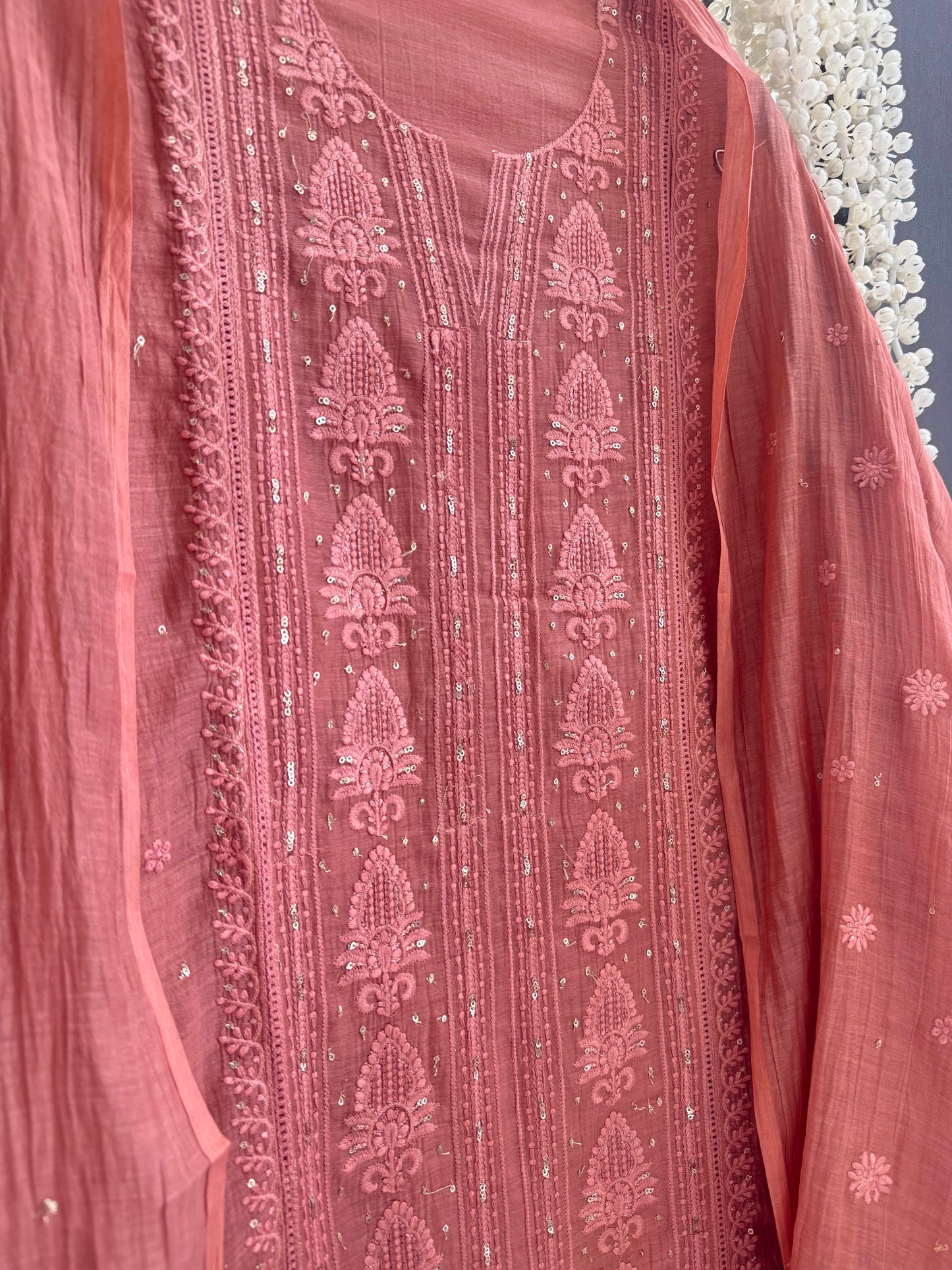 Luxurious Mul chanderi lucknowi handwork suit
