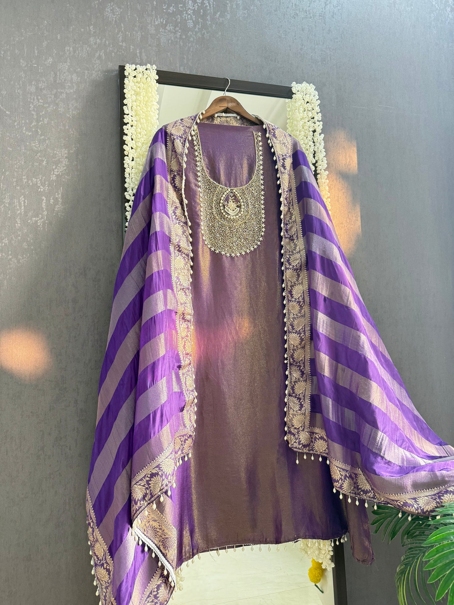 Tissue silk benarsi handwork suit