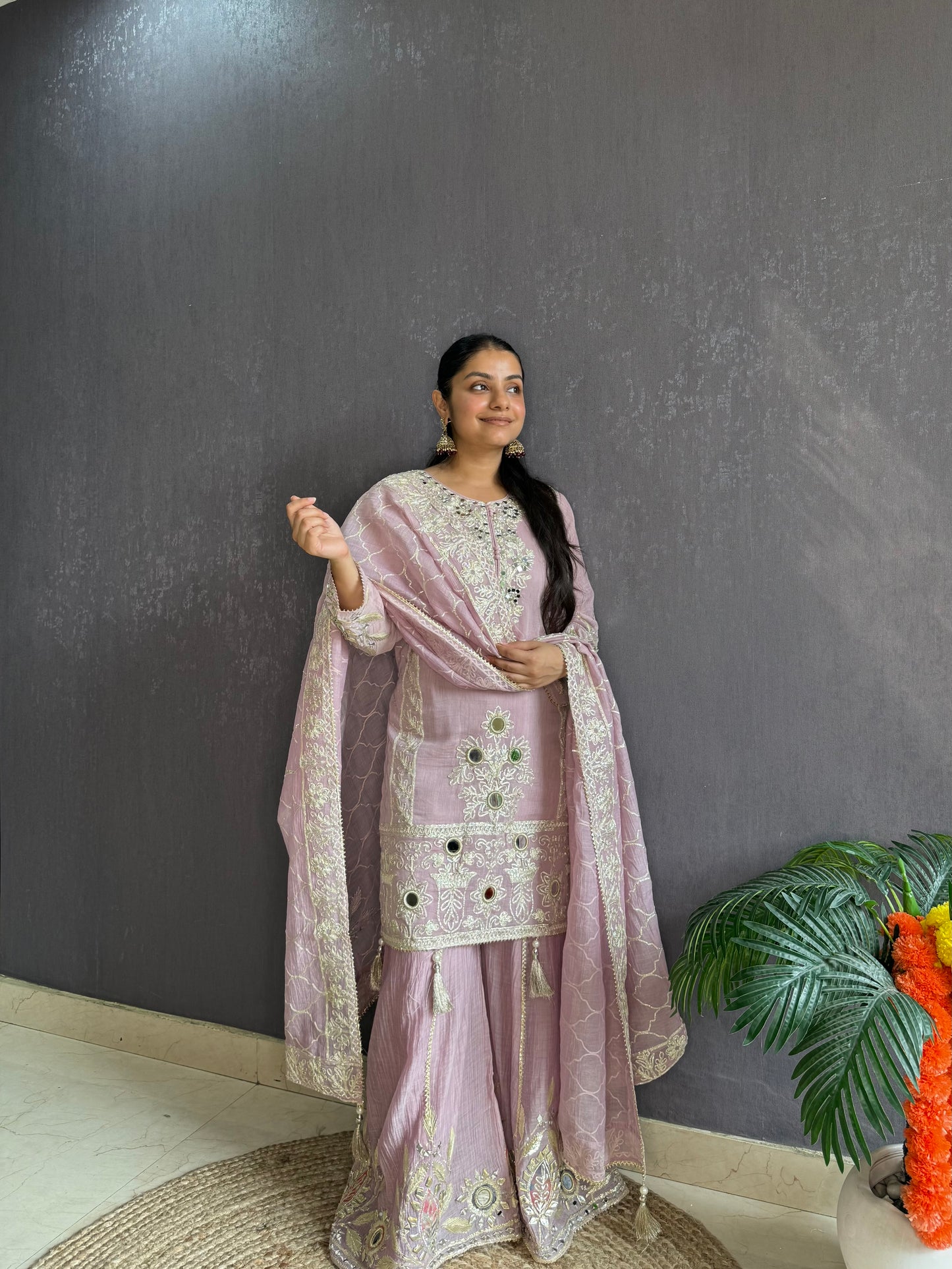 Luxurious mul cotton gotapatti sharara set