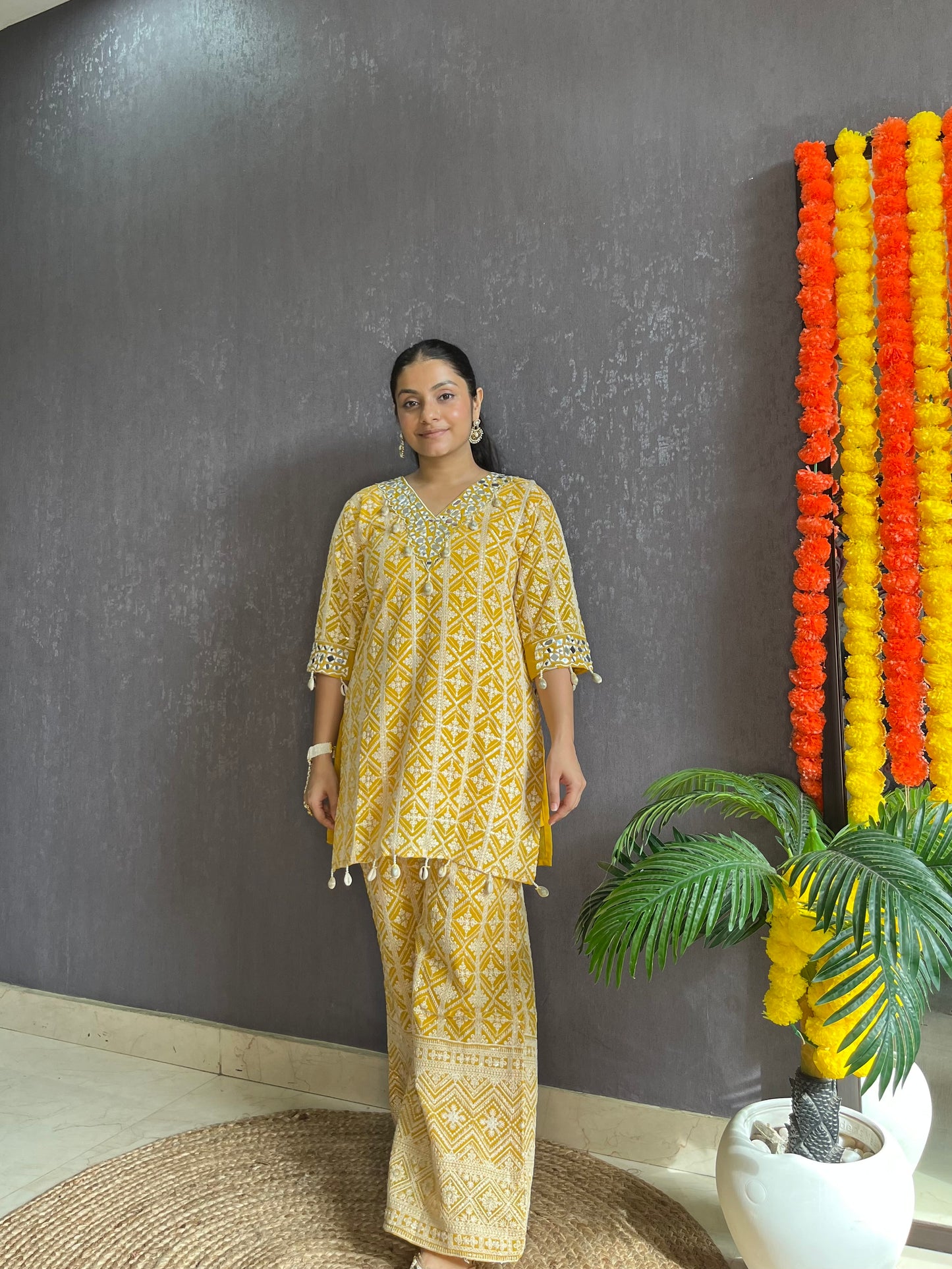 Lucknowi mirrorwork festive Coord set
