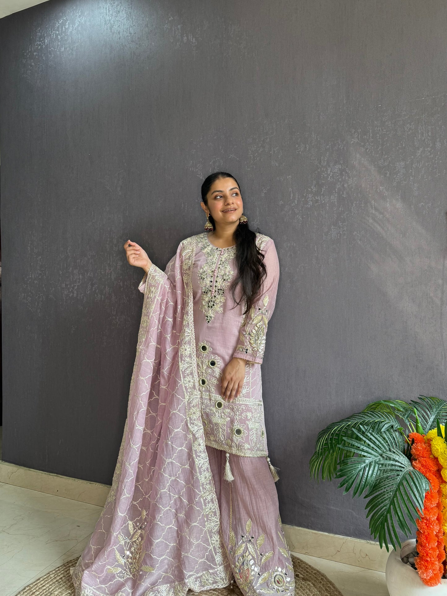 Luxurious mul cotton gotapatti sharara set