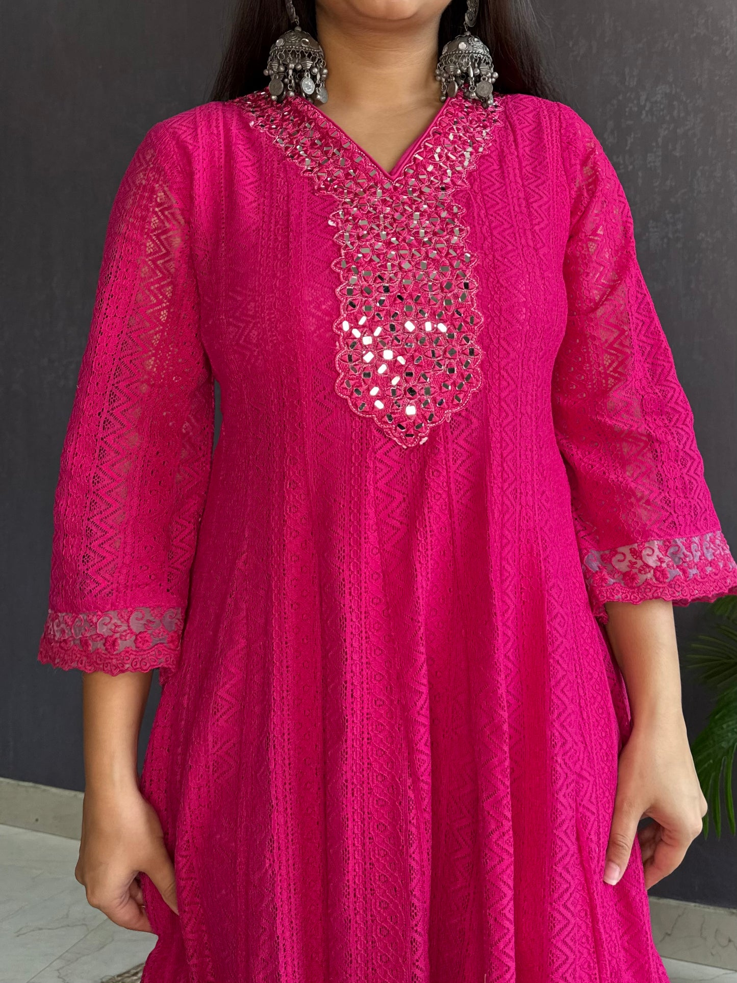 Pure cotton lace work Anarkali