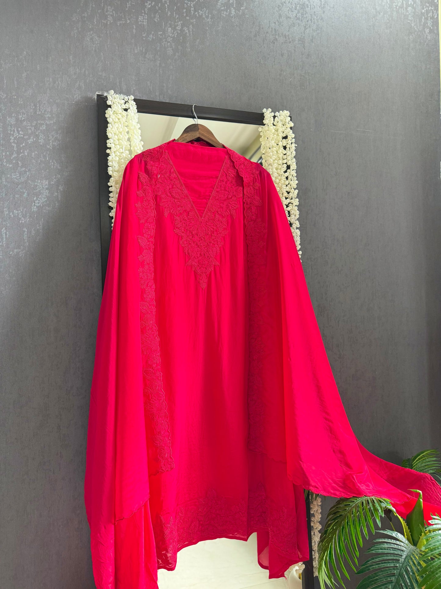 Luxurious aari work organza suit