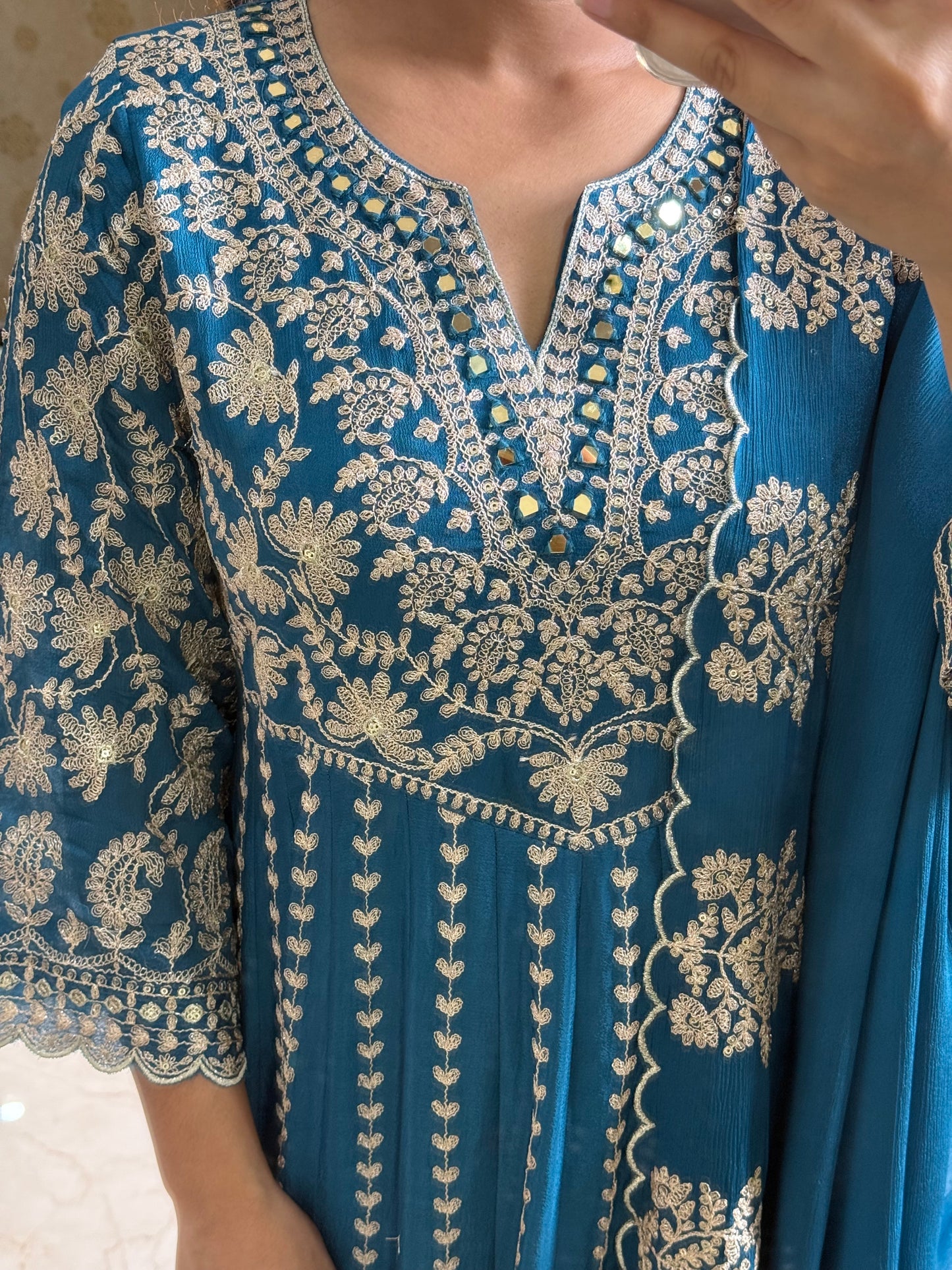 Kalidaar aari work Anarkali set