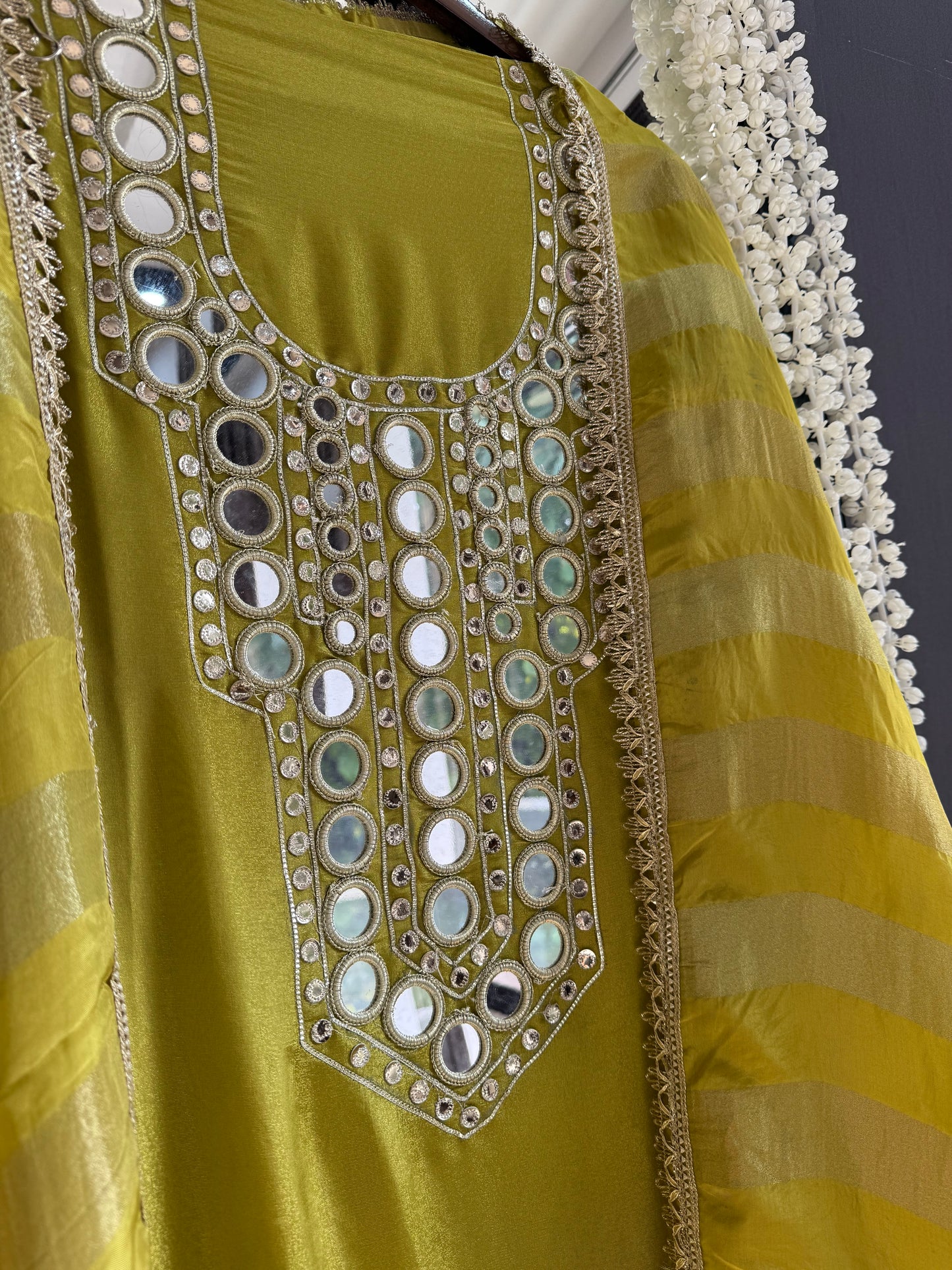 Tissue silk Mirrorwork suit