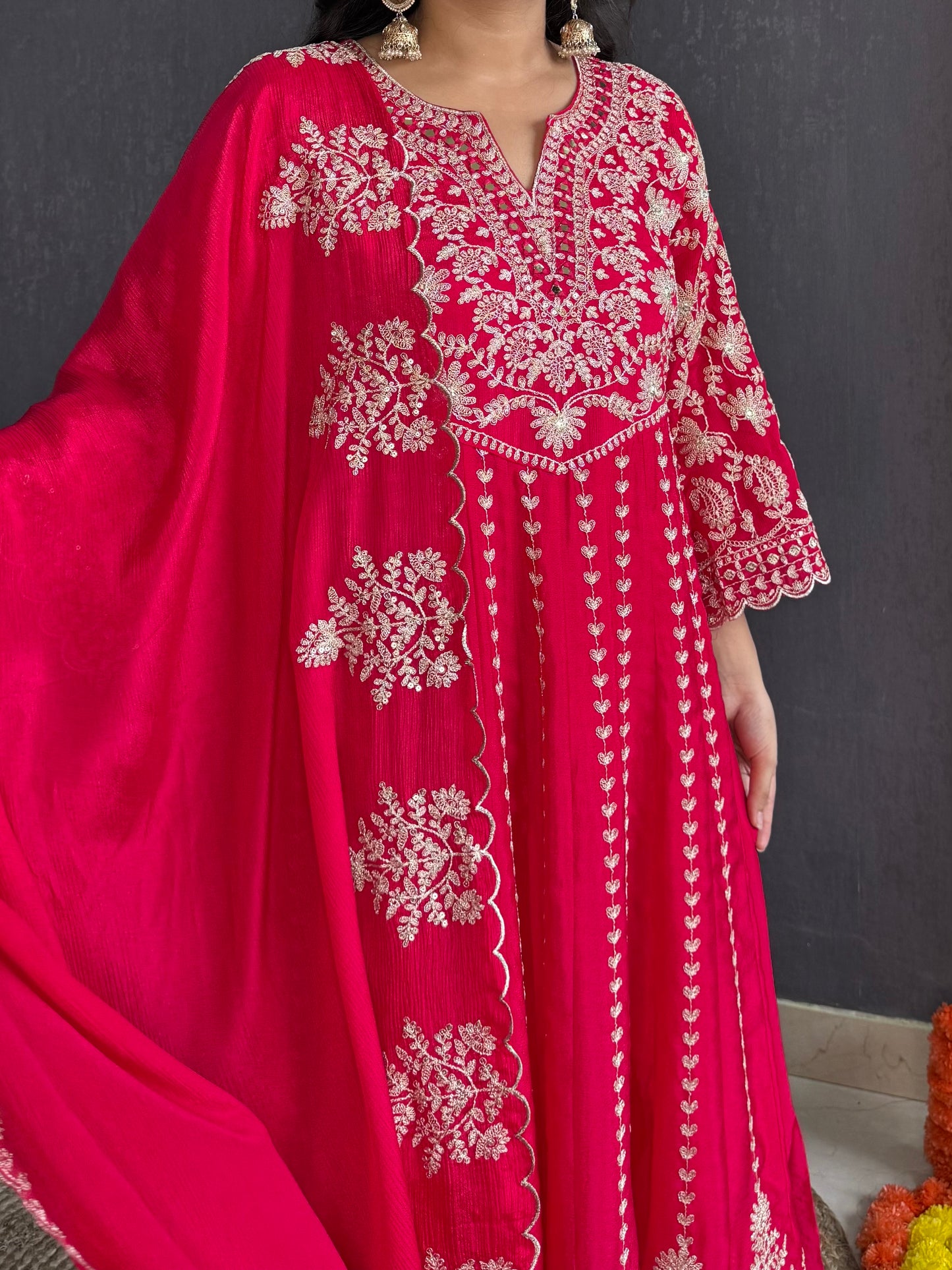 Kalidaar aari work Anarkali set