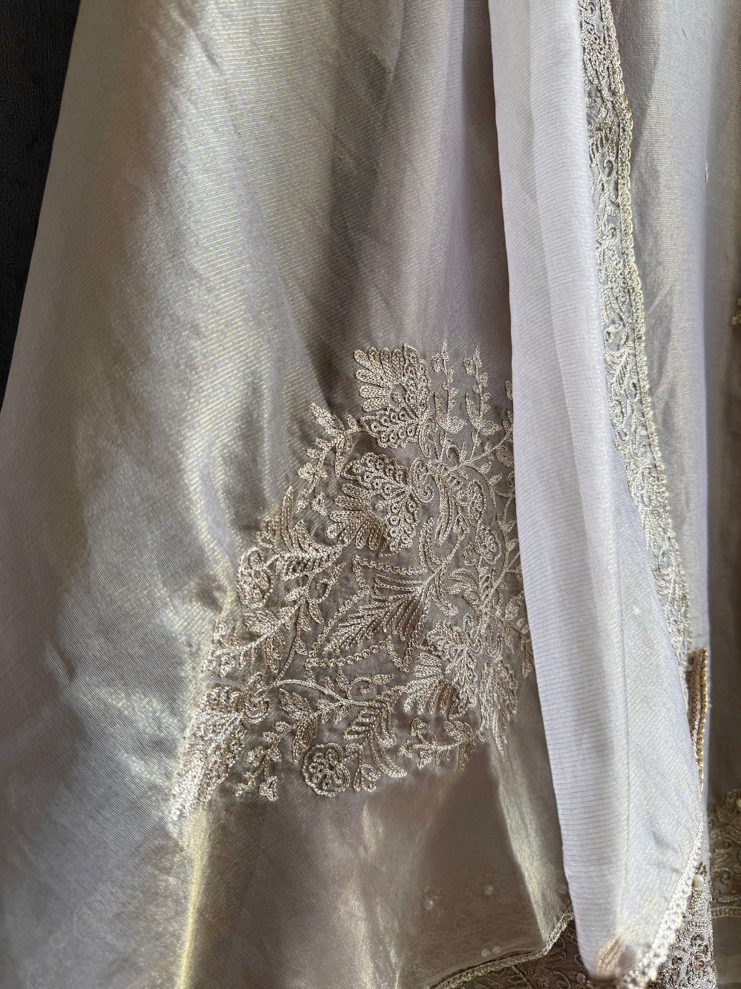 Premium tissue silk hand embroidered suit