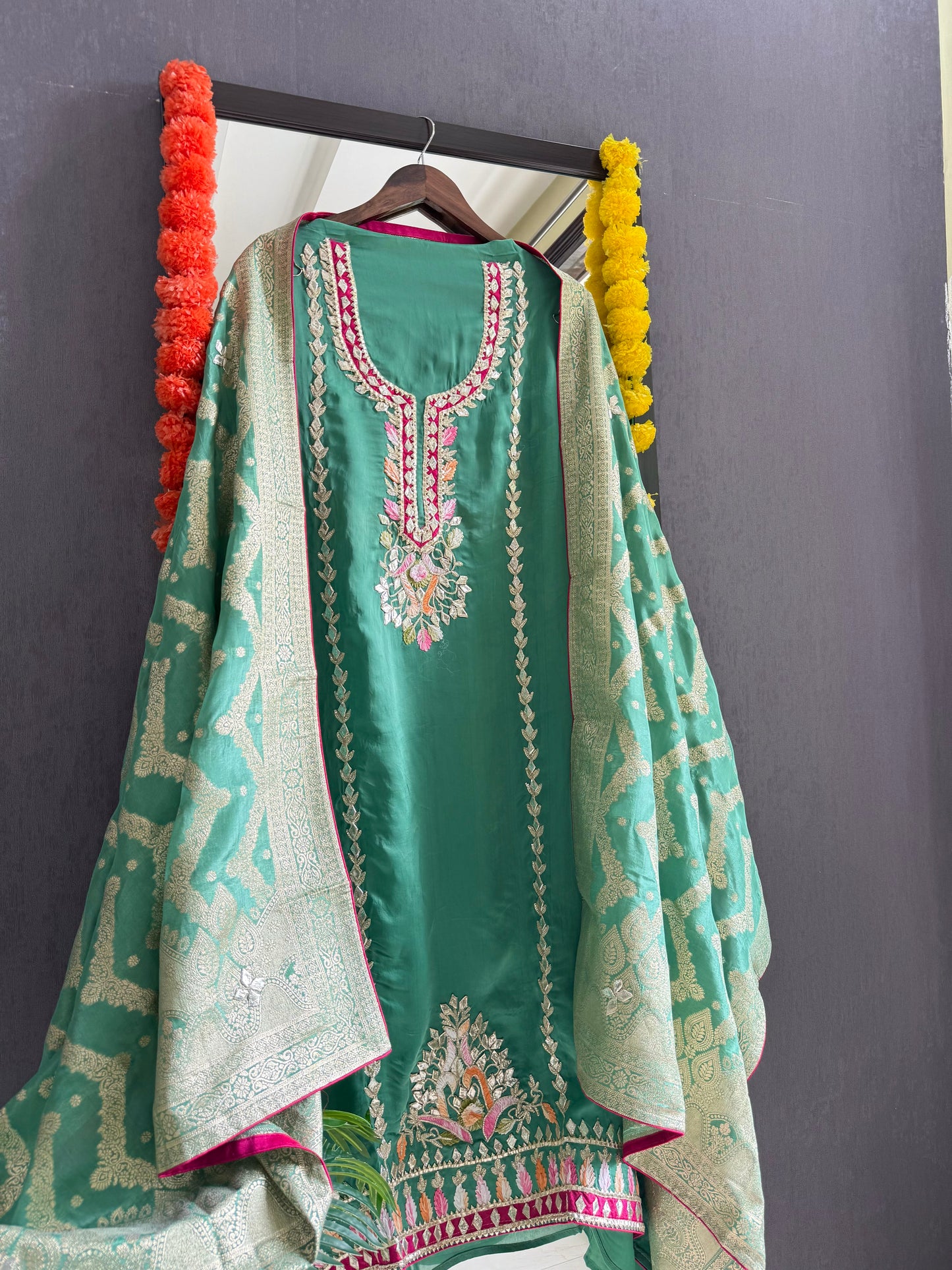 Luxurious Gotapatti satin silk suit