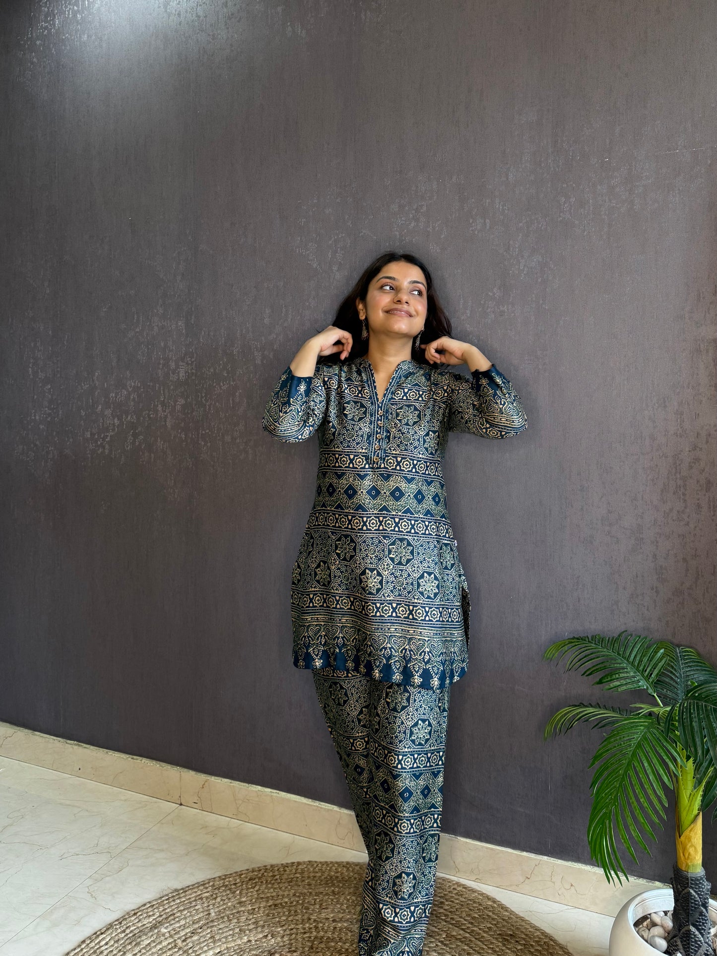 Modal cotton Ajrakh Coord set