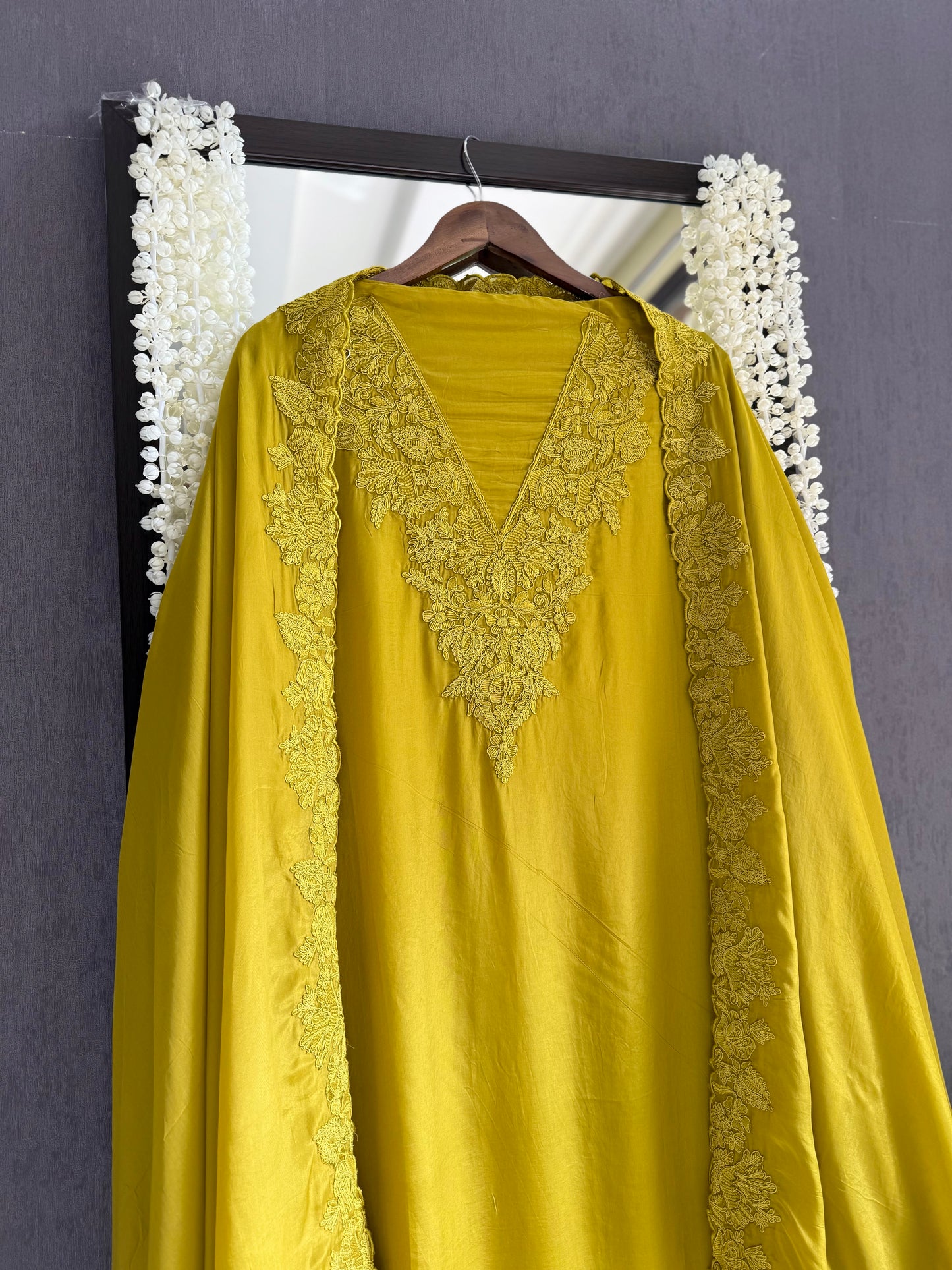 Luxurious aari work organza suit