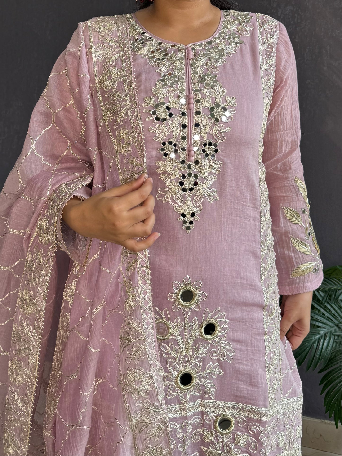 Luxurious mul cotton gotapatti sharara set