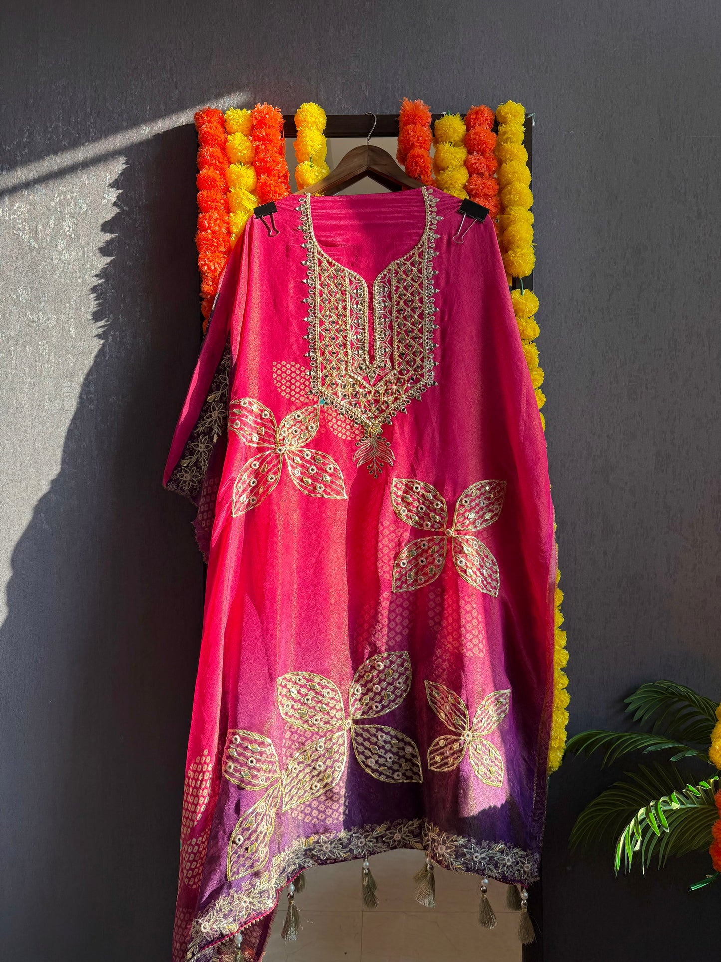 Luxurious Bhandej ombré gotapatti suits