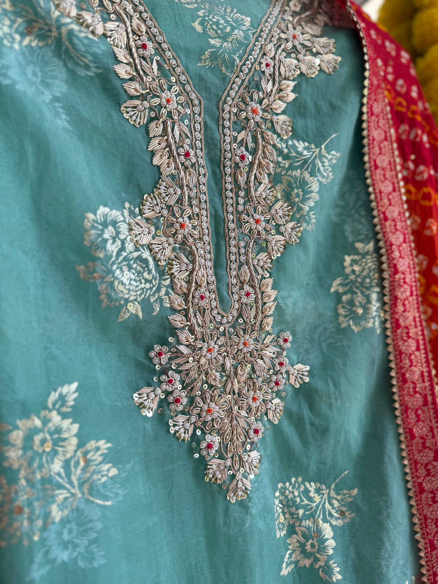 Zardozi bandhani suit