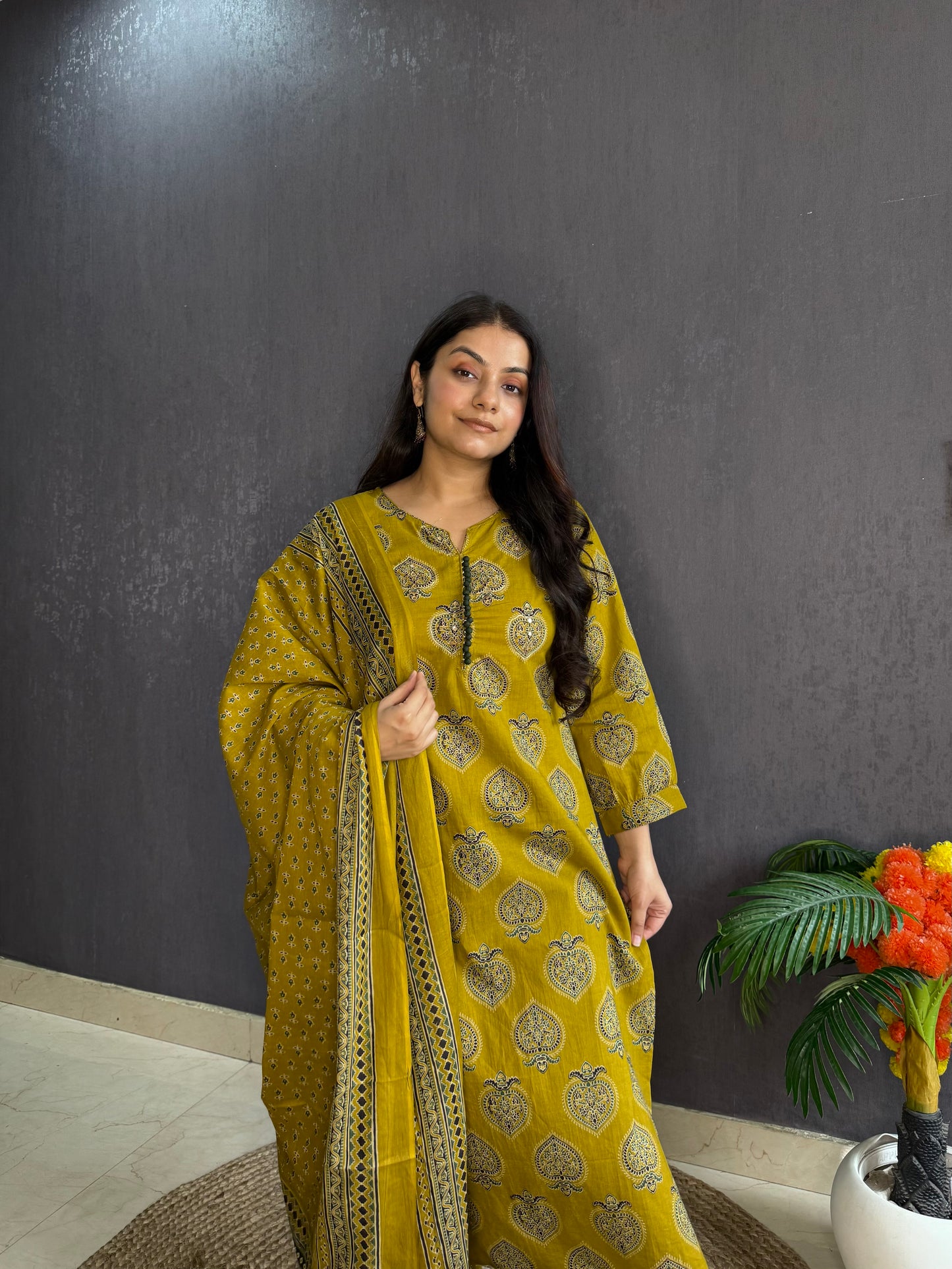 Pure cotton anaar ajrakh print suit set