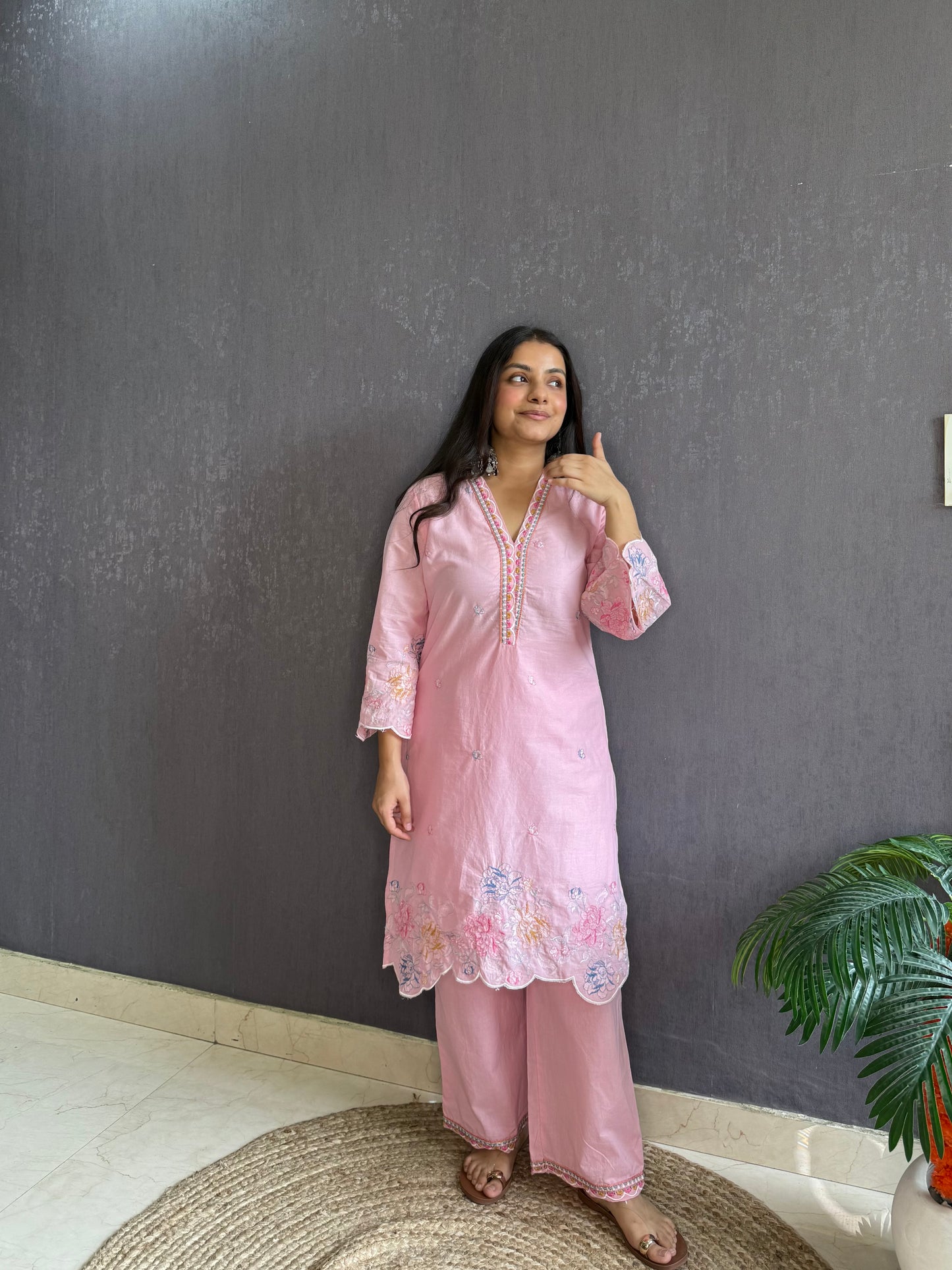 Premium cotton cutwork Coord set