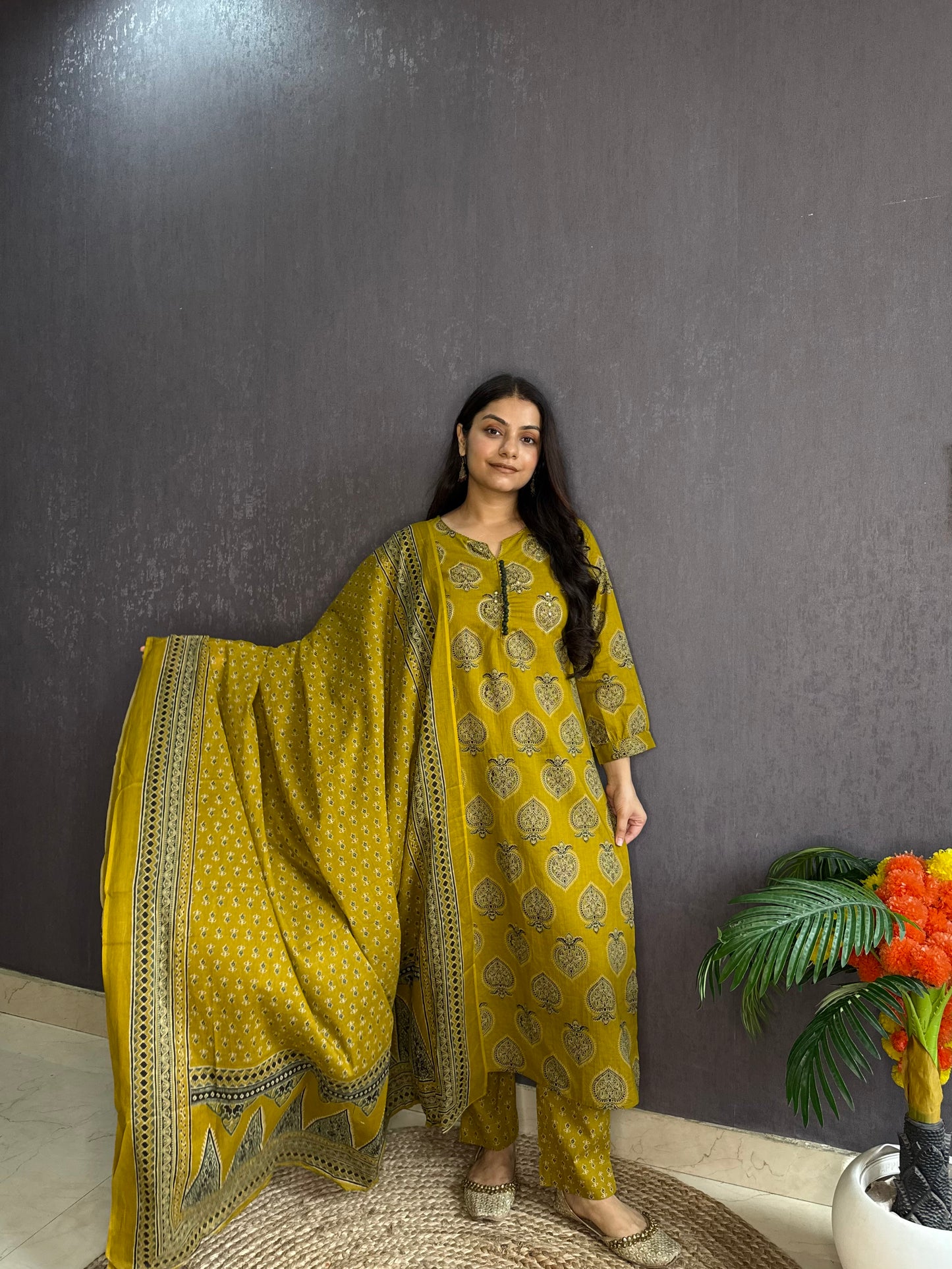Pure cotton anaar ajrakh print suit set