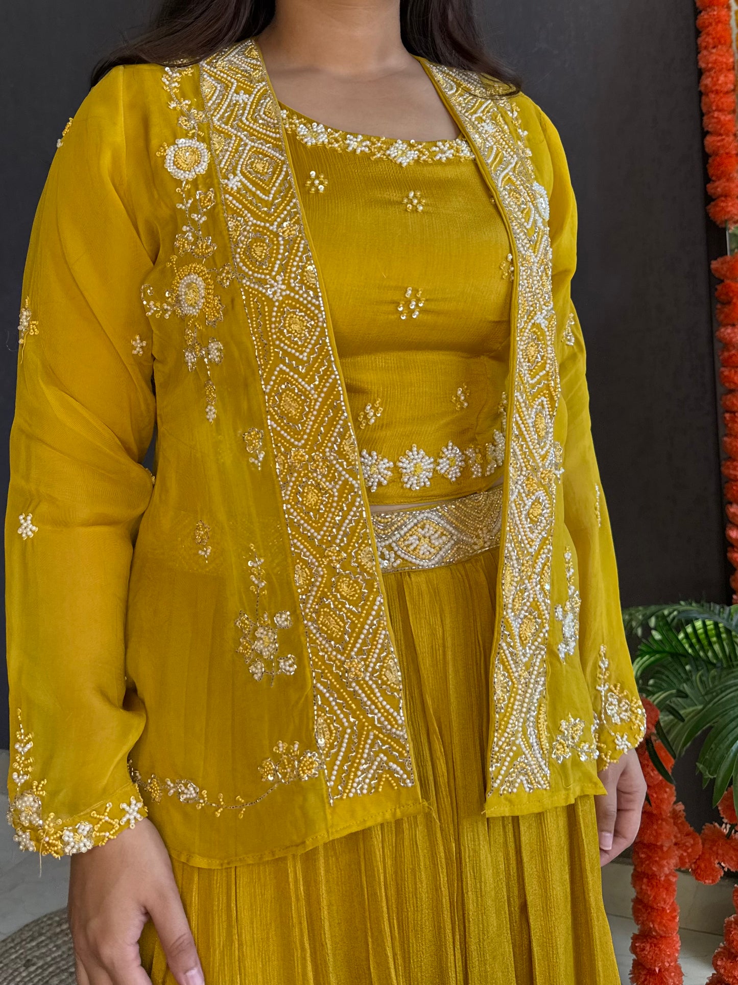 Lehenga jacket handwork dress