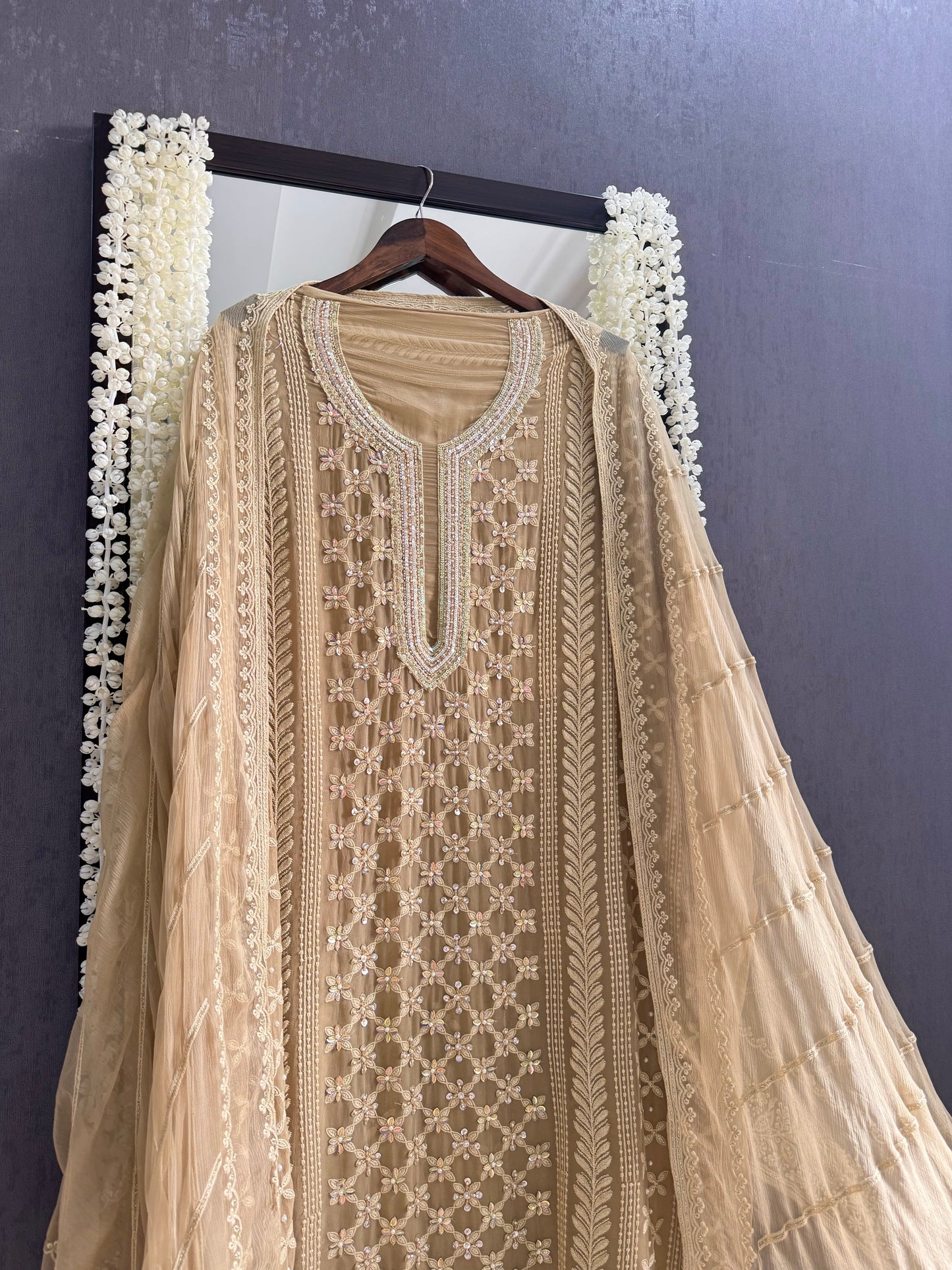 Lucknowi crystal handwork suit