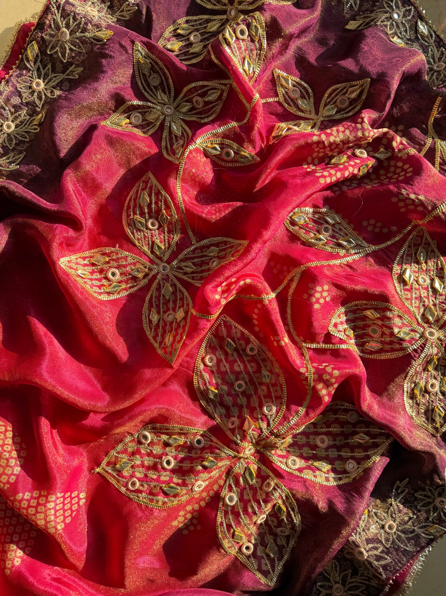 Luxurious Bhandej ombré gotapatti suits