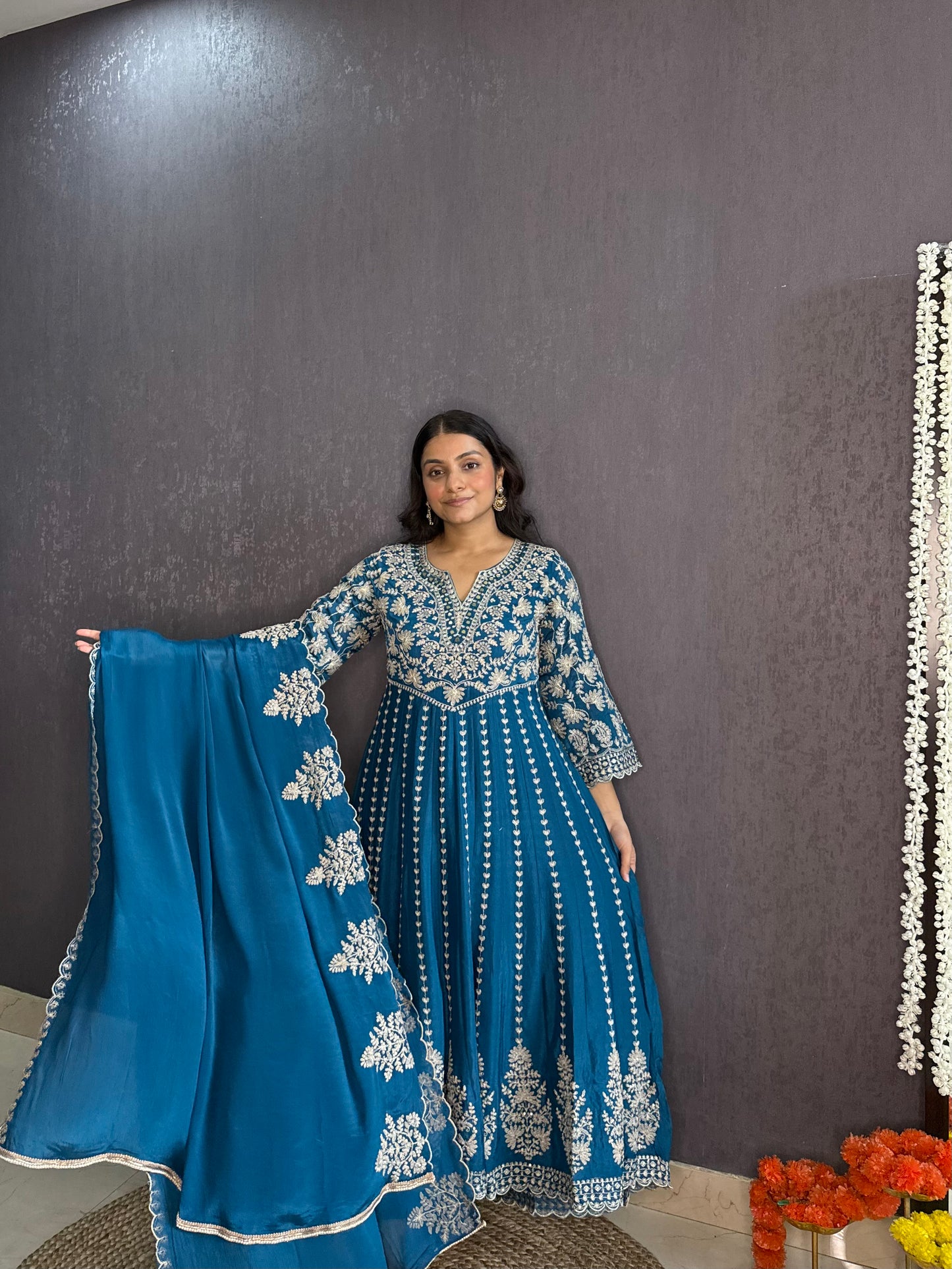 Kalidaar aari work Anarkali set