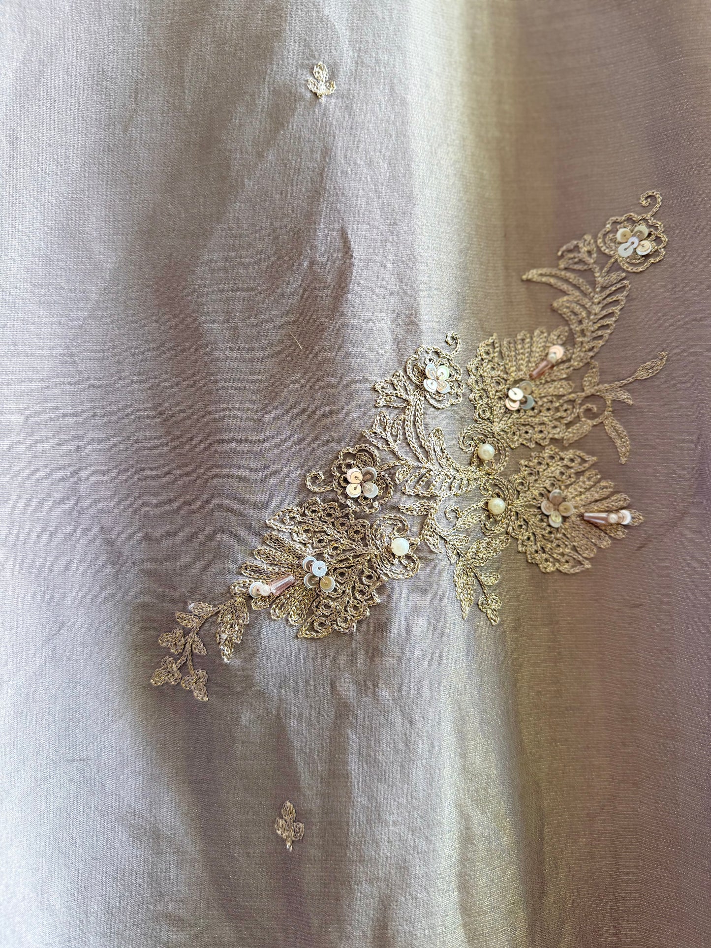Premium tissue silk hand embroidered suit
