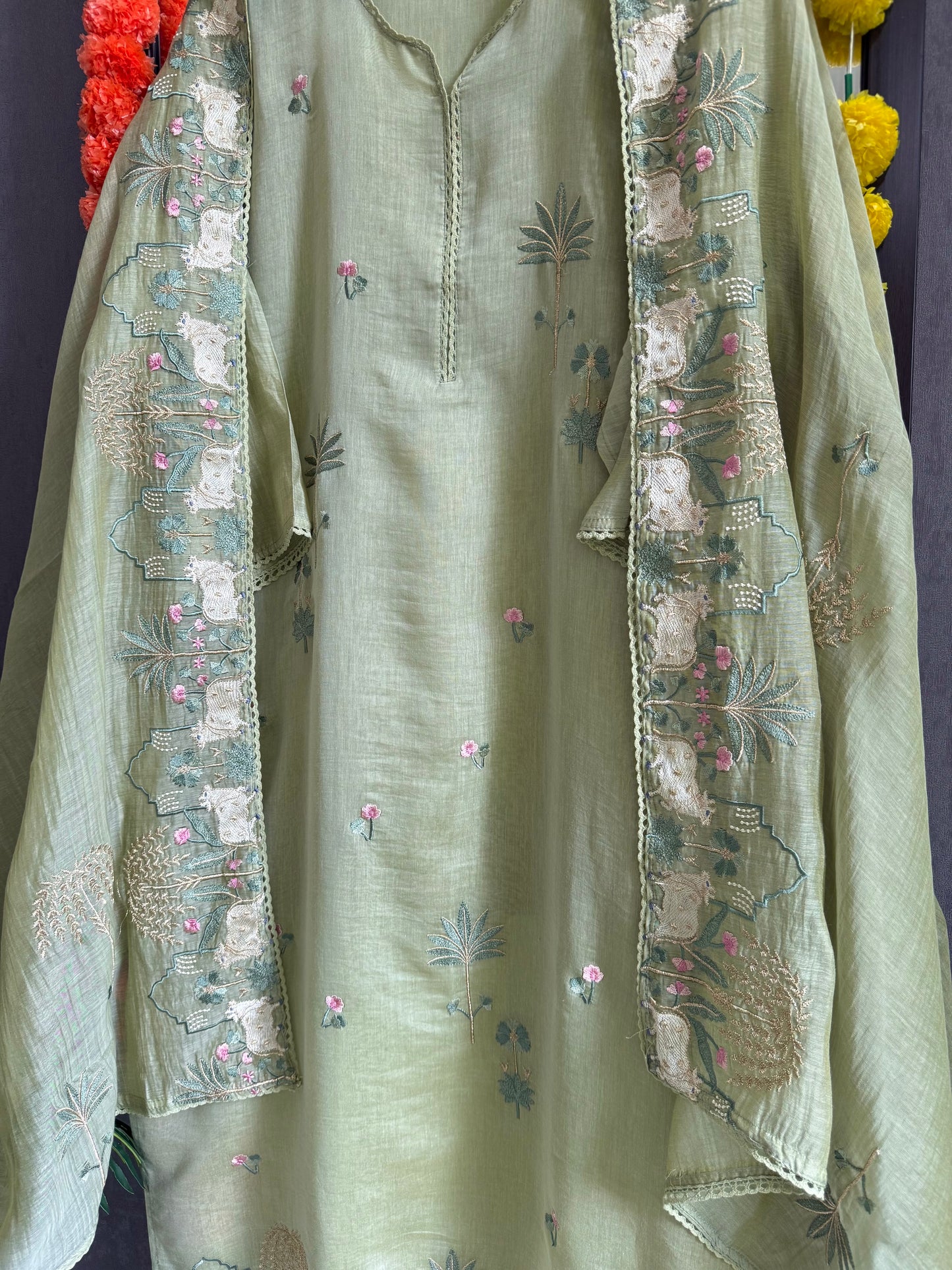 Luxurious Mul chanderi pichwai suit