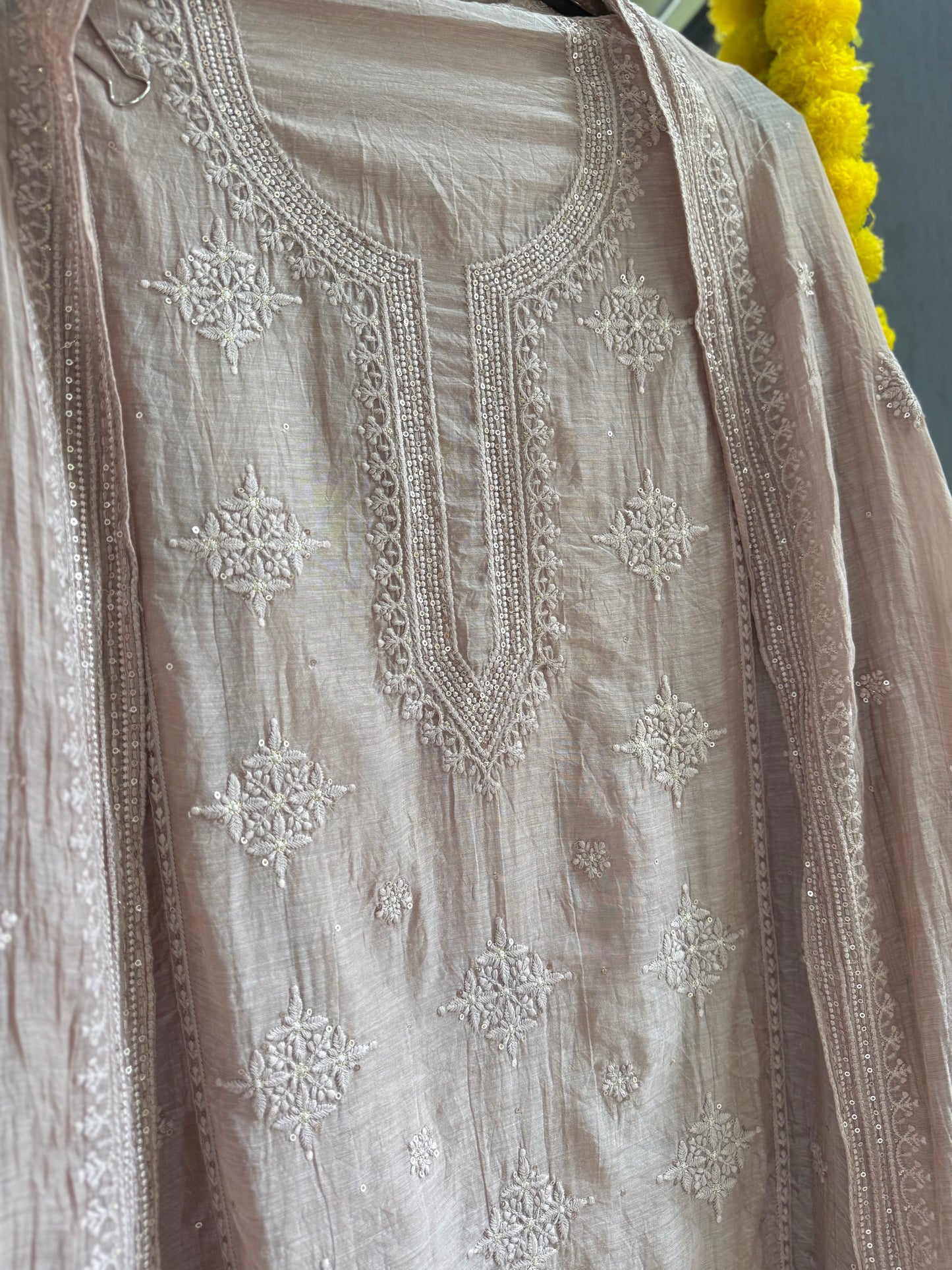 Luxurious Mul chanderi lucknowi handwork suit