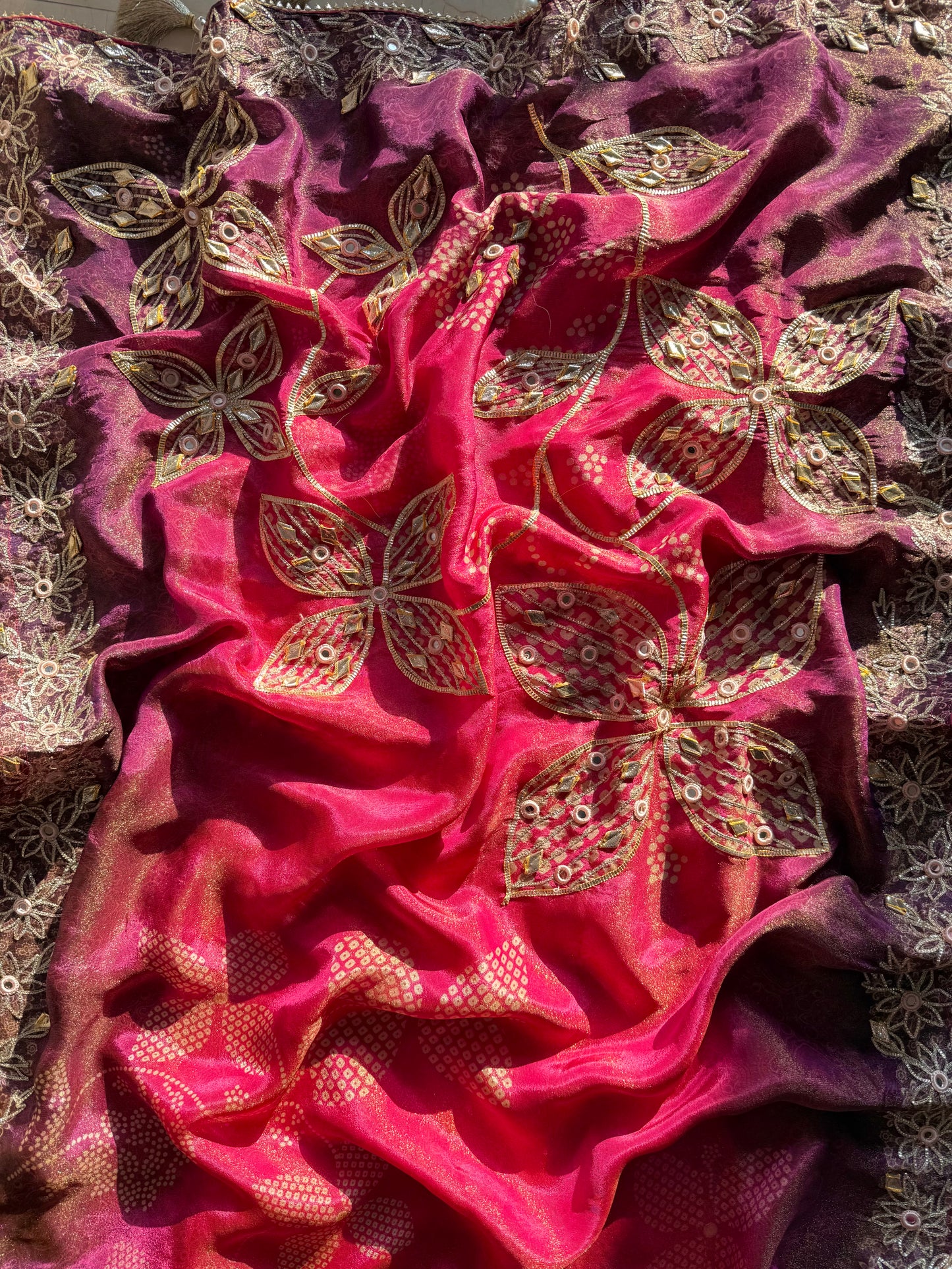 Luxurious Bhandej ombré gotapatti suits