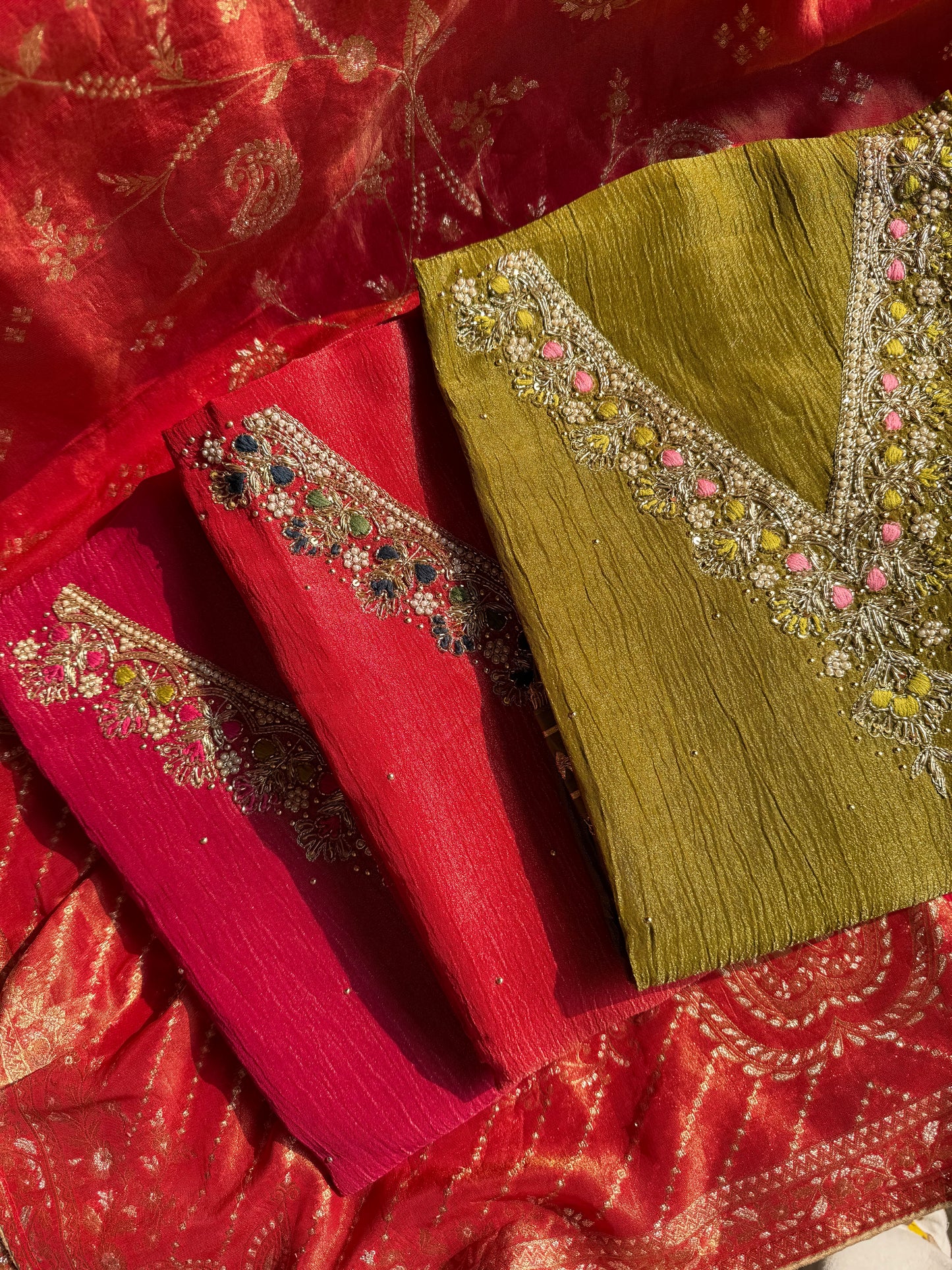 Premium Benarsi crush tissue handwork suit
