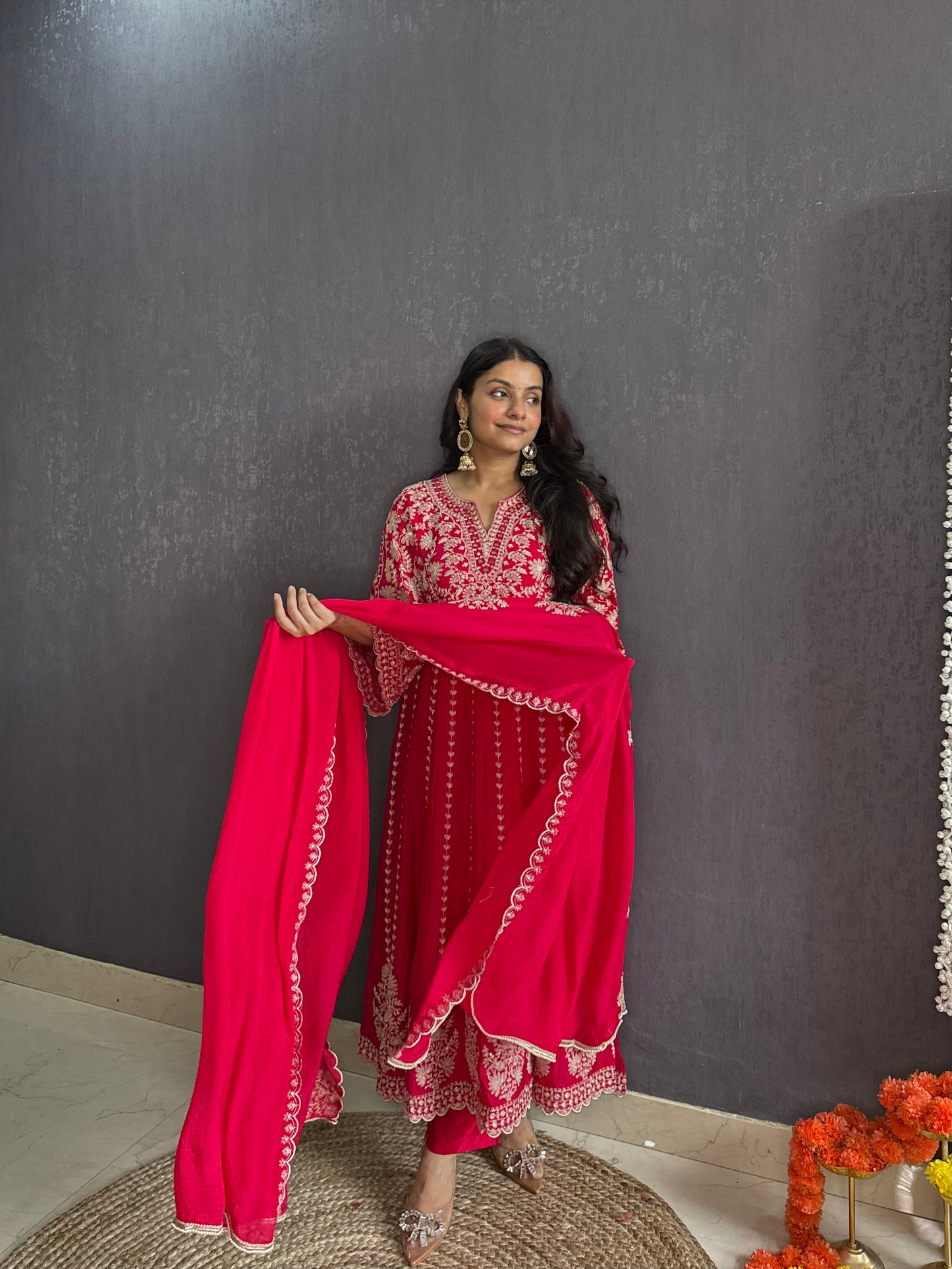 Kalidaar aari work Anarkali set