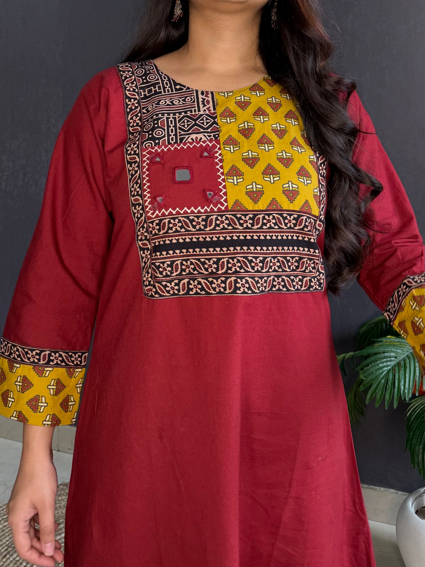 Mirror ajrakh A line suit set