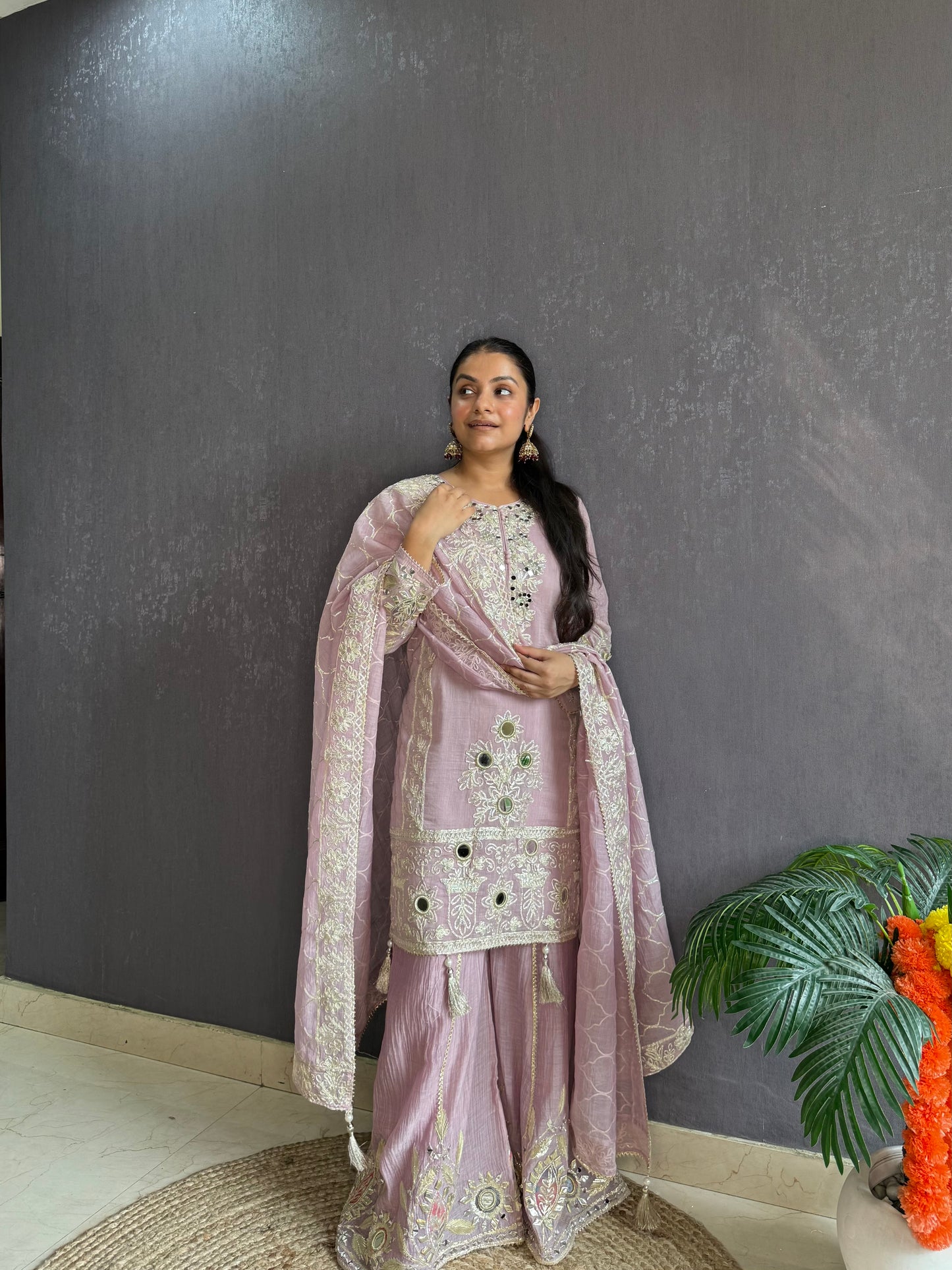Luxurious mul cotton gotapatti sharara set