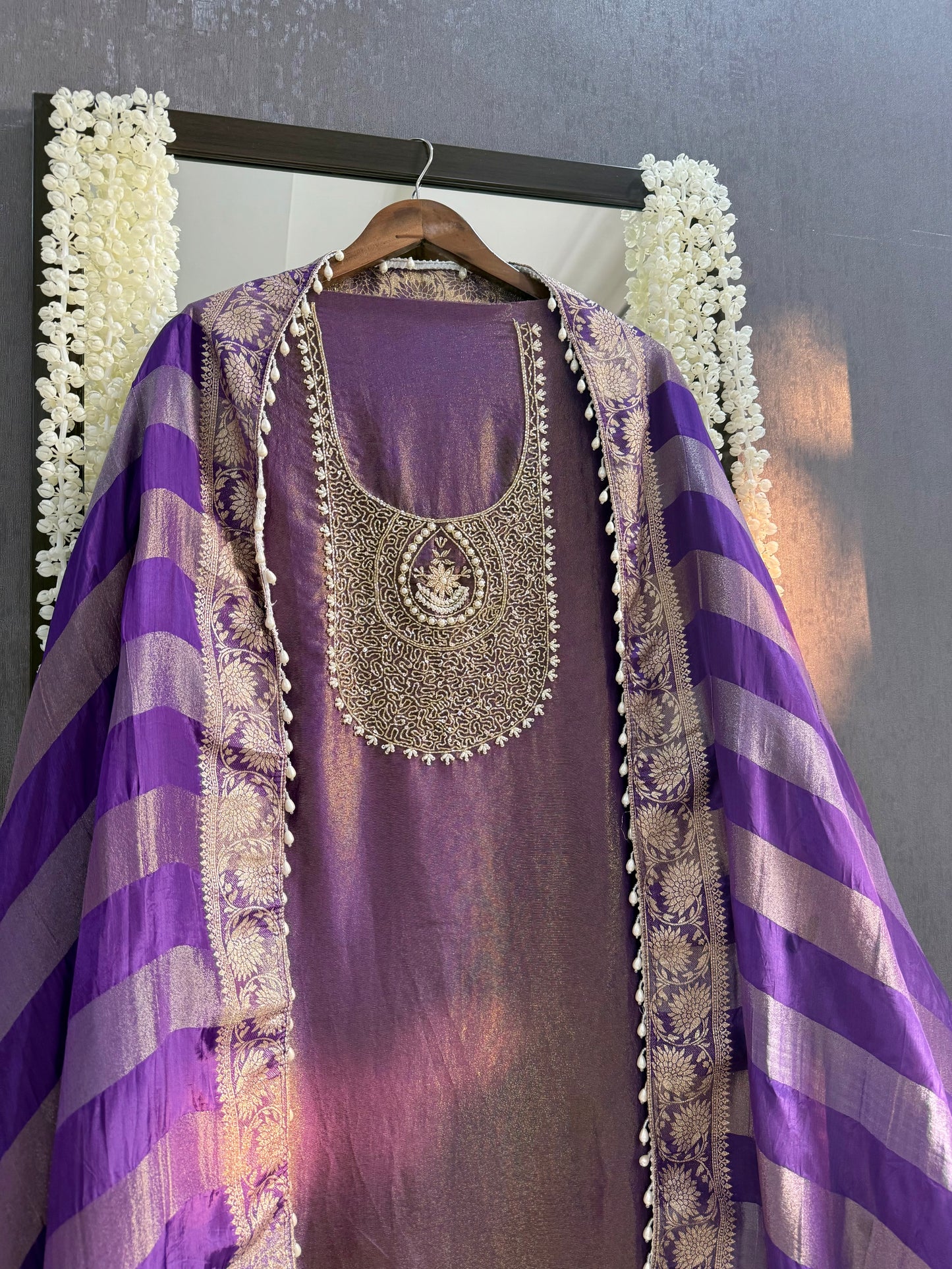 Tissue silk benarsi handwork suit