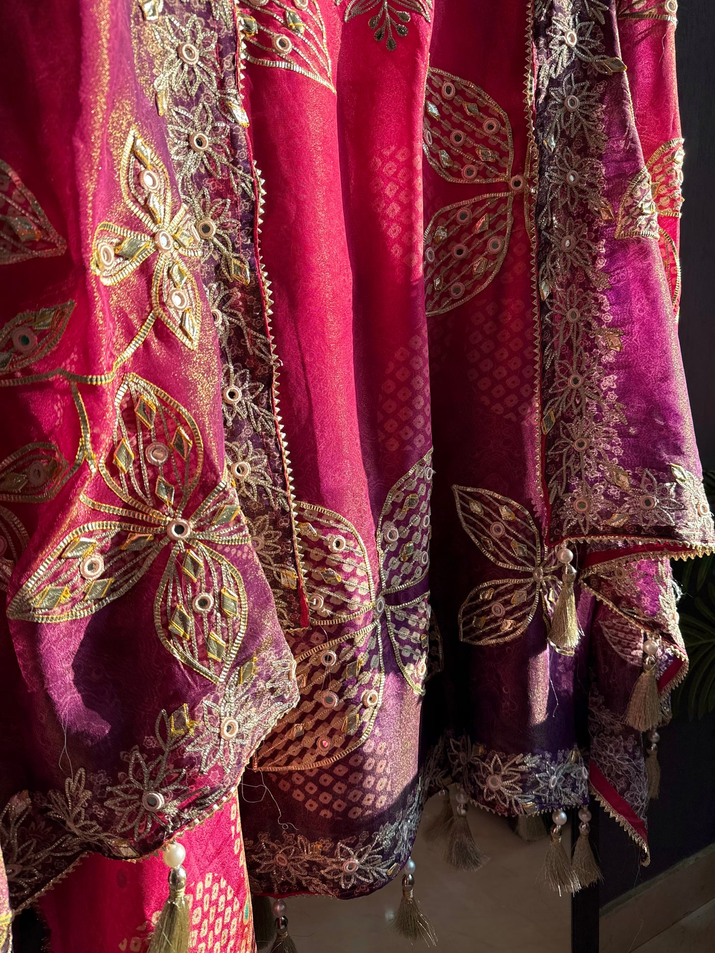 Luxurious Bhandej ombré gotapatti suits