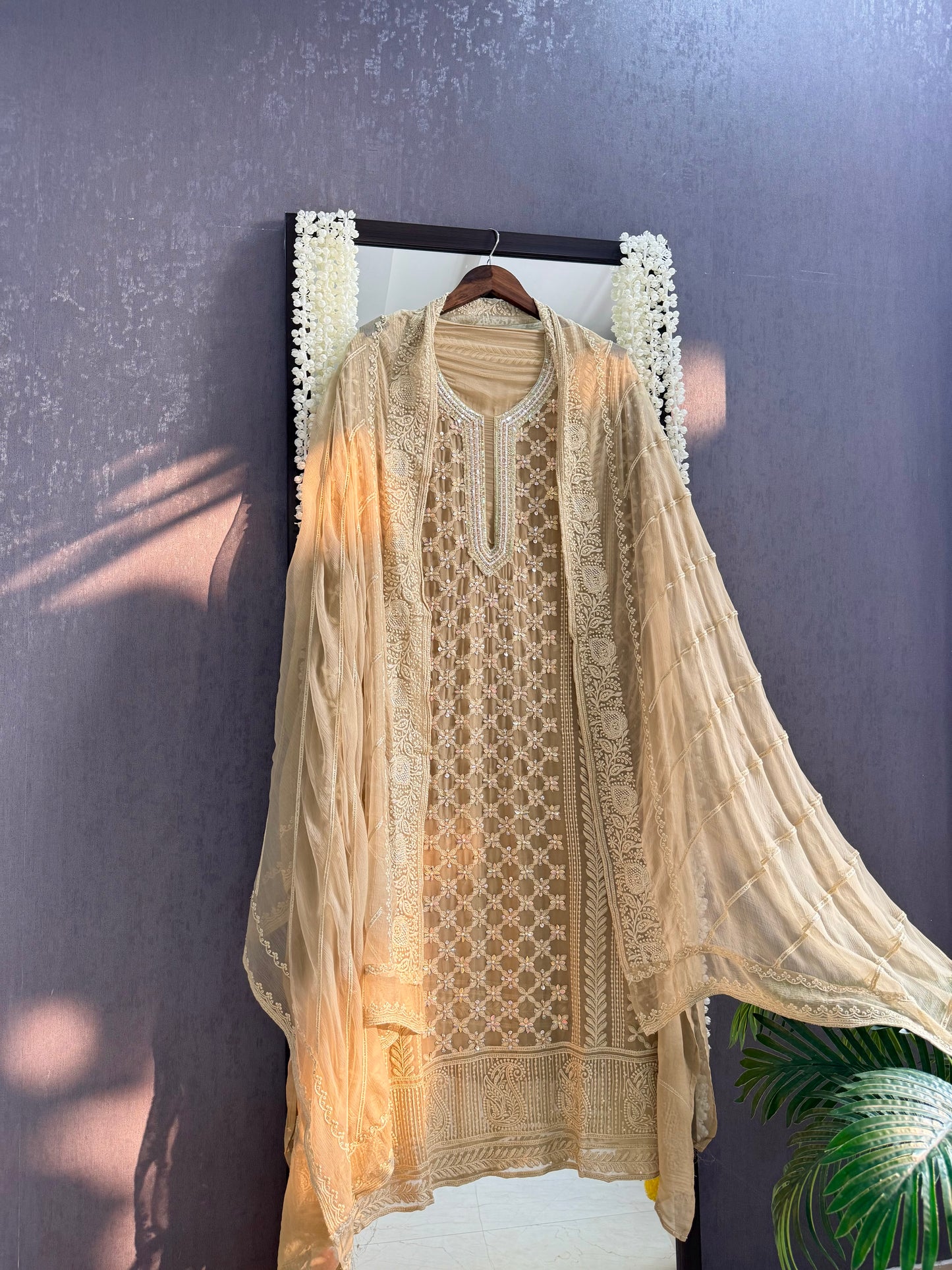 Lucknowi crystal handwork suit