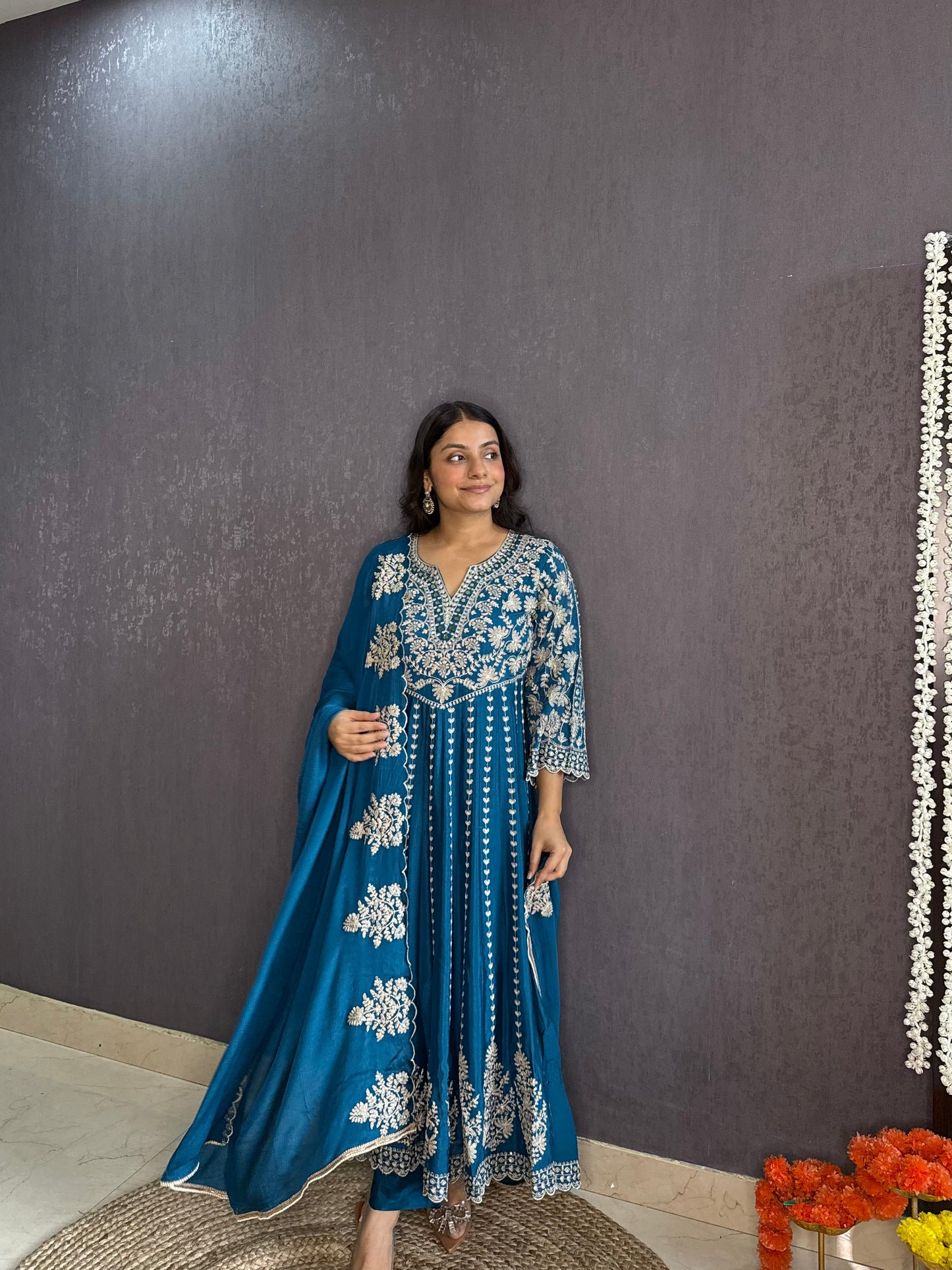 Kalidaar aari work Anarkali set
