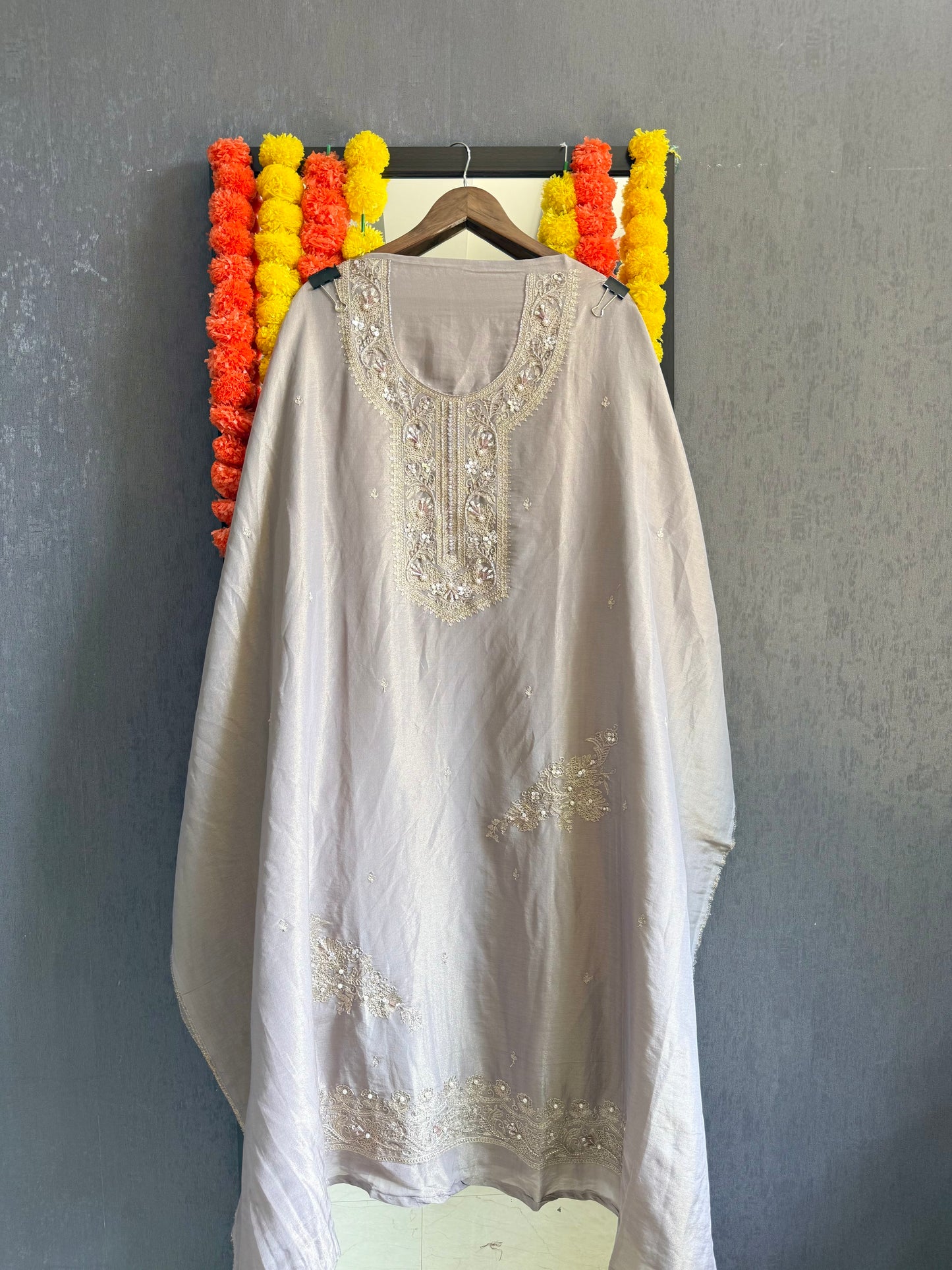 Premium tissue silk hand embroidered suit